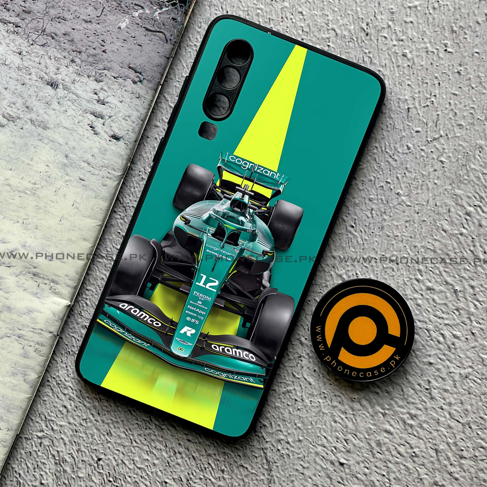 Huawei P30 - Formula 1 Design - Premium Printed Glass soft Bumper shock Proof Case