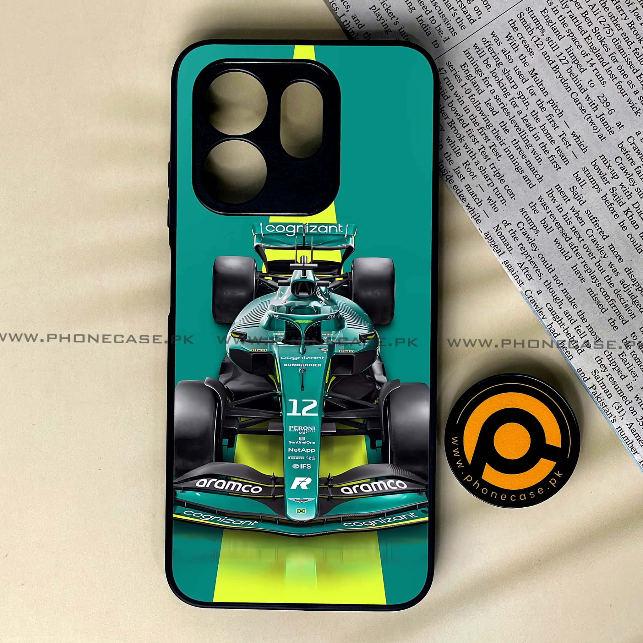 Infinix Hot 50i -  Formula 1 Design - Premium Printed Glass soft Bumper shock Proof Case