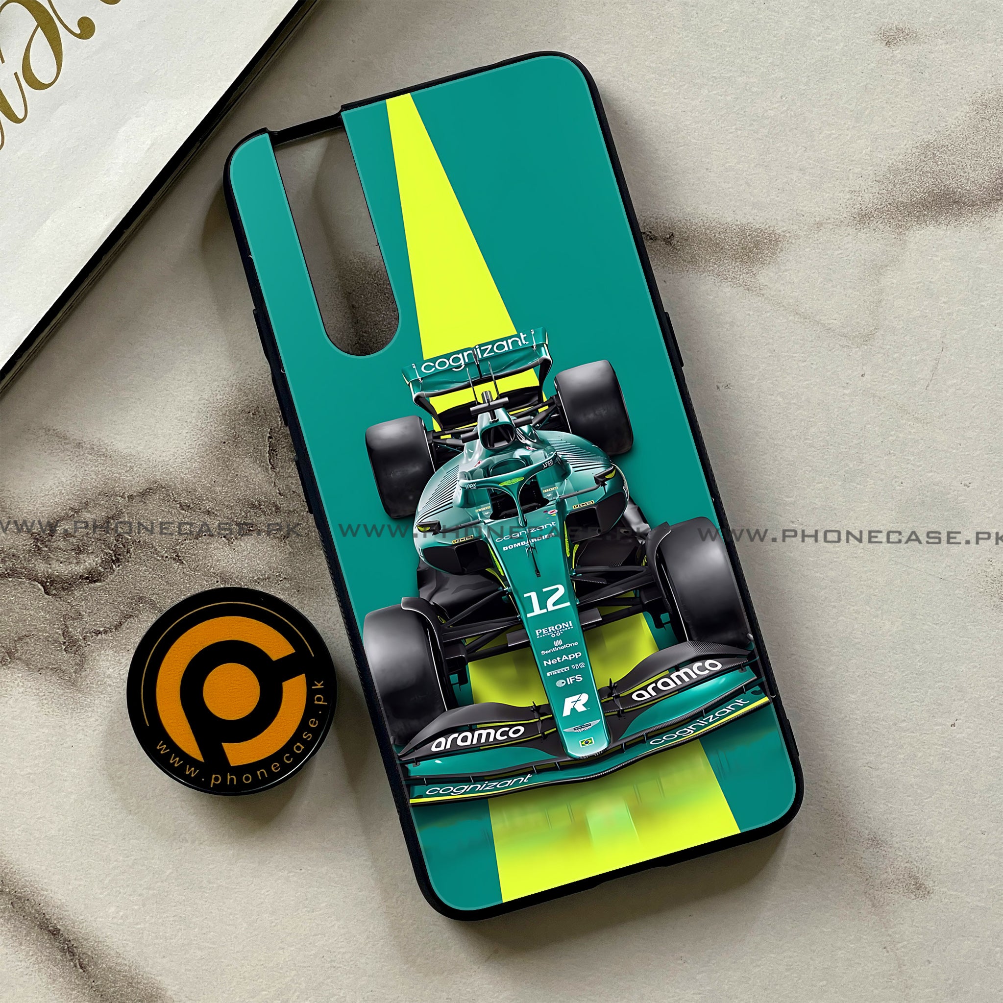 Vivo V15 Pro - Formula 1 Design - Premium Printed Glass soft Bumper shock Proof Case