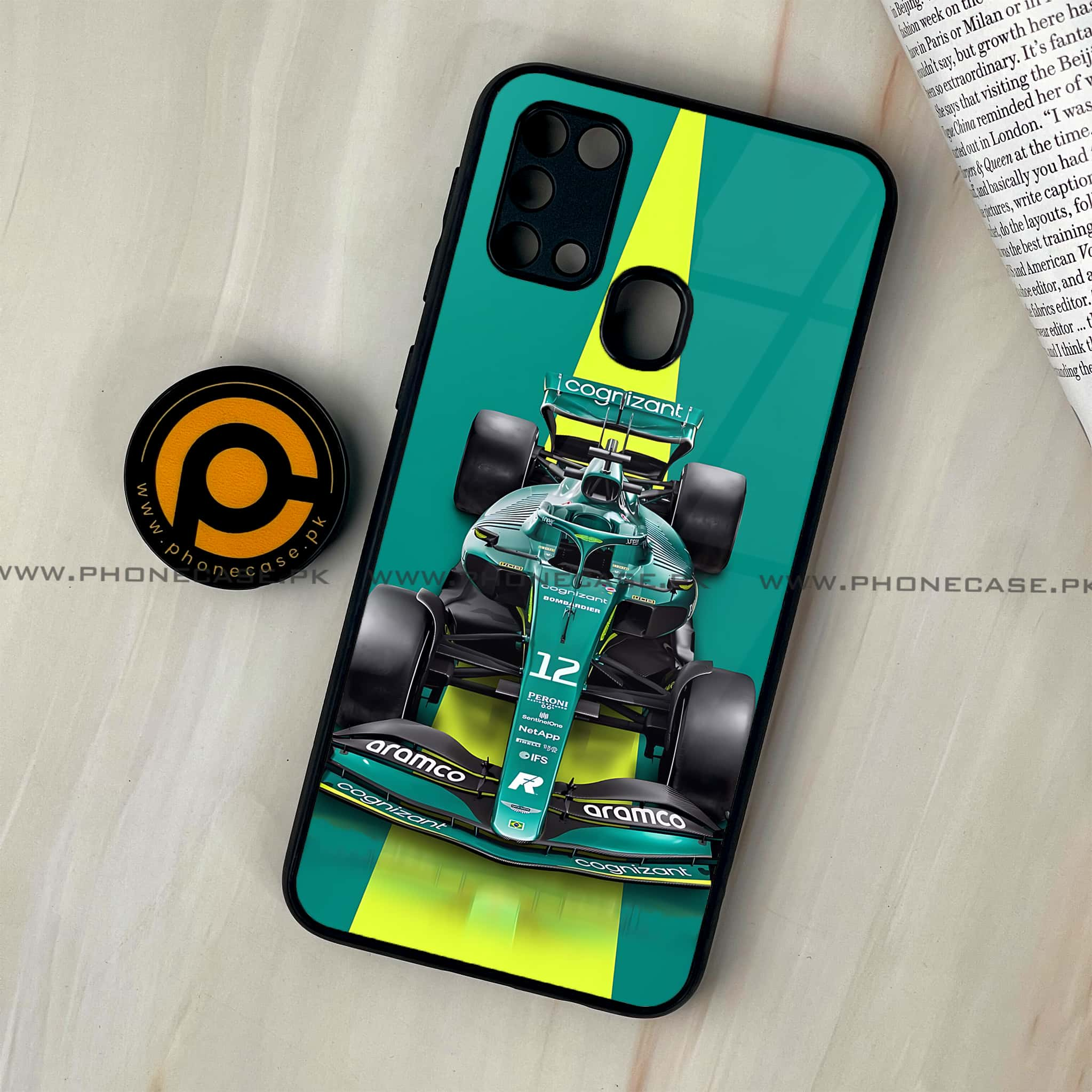 Galaxy M31 - Formula 1 Design - Premium Printed Glass soft Bumper shock Proof Case