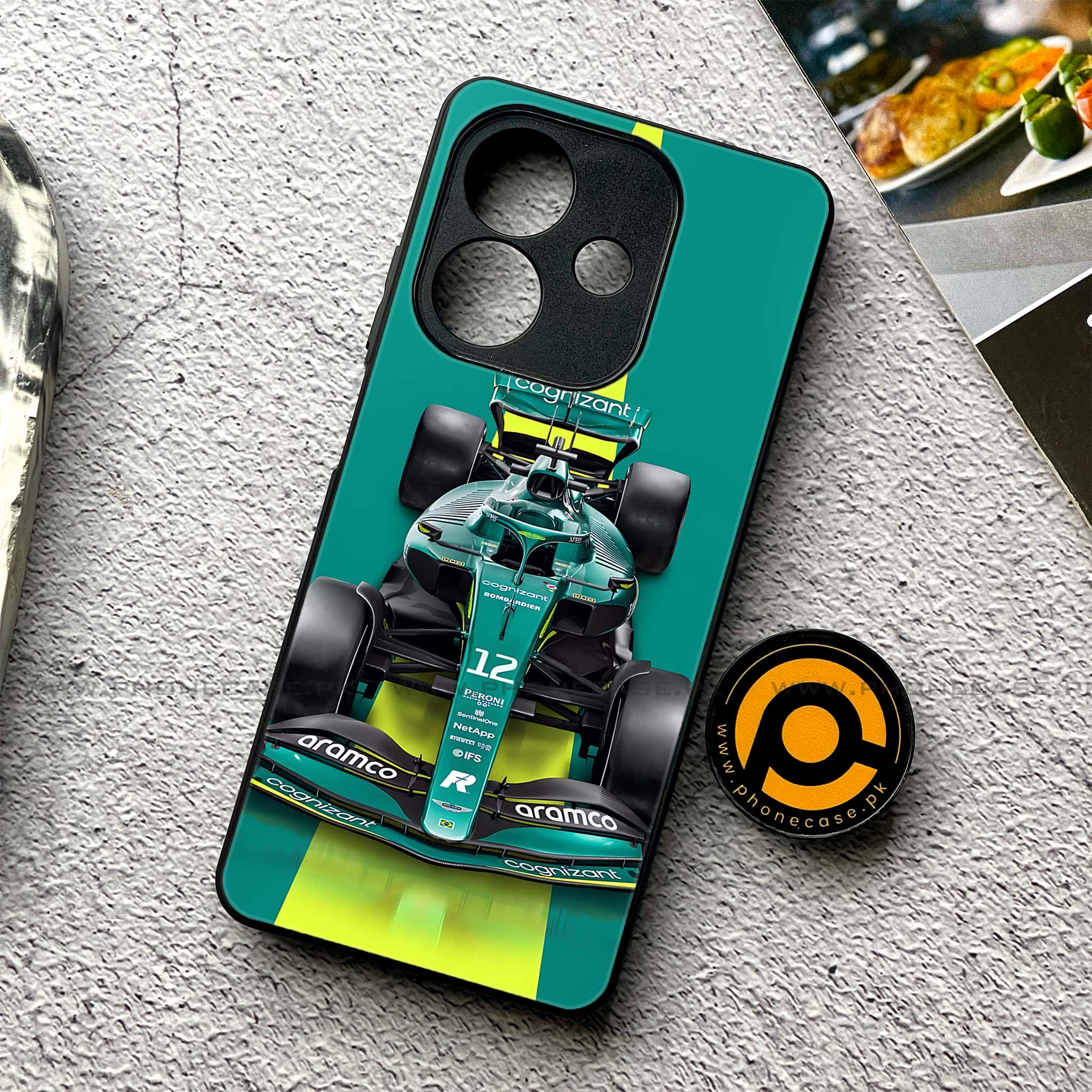 Oppo A3x - Formula 1 Design - Premium Printed Glass soft Bumper shock Proof Case