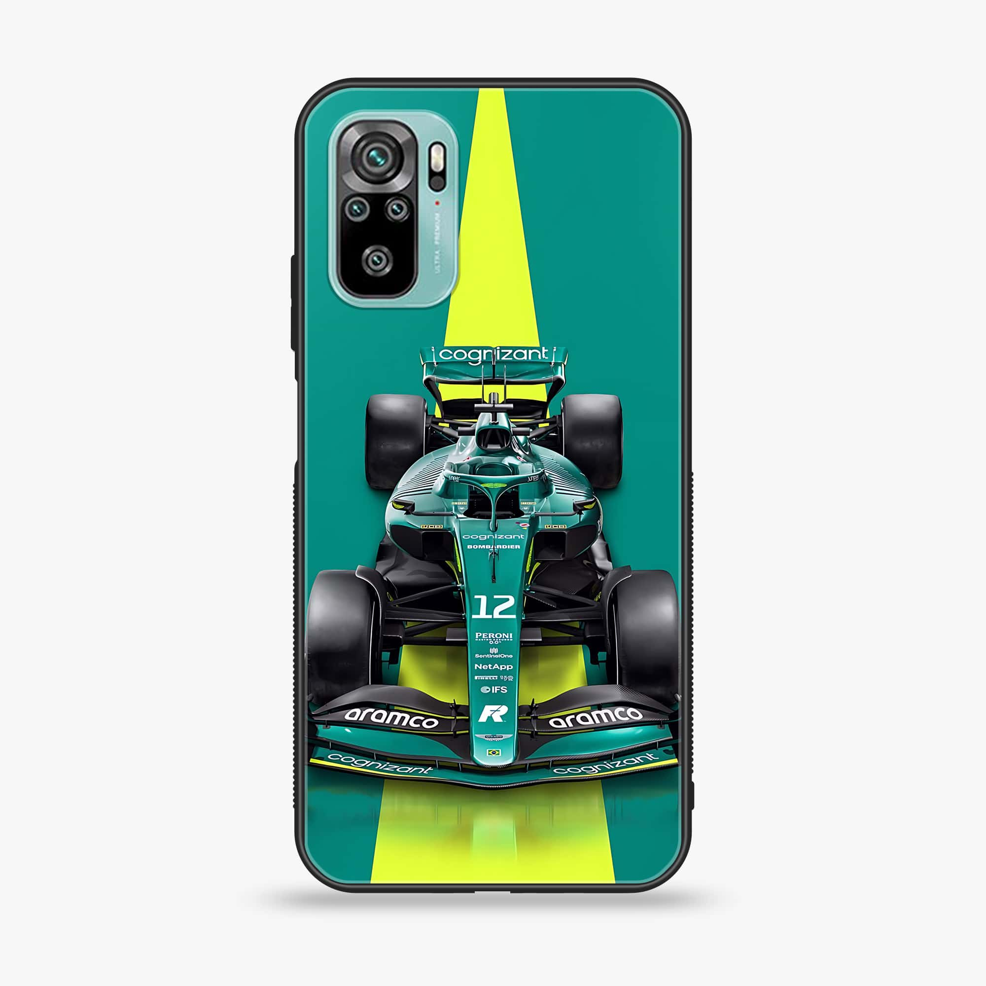 Xiaomi Redmi Note 10 - Formula 1 Design - Premium Printed Glass soft Bumper shock Proof Case