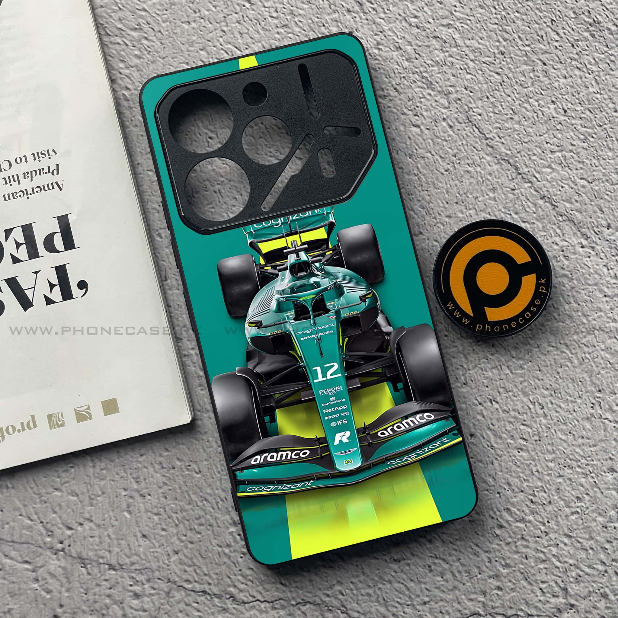 Tecno Pova 6 Pro - Formula 1 Design Series - Premium Printed Glass soft Bumper shock Proof Case
