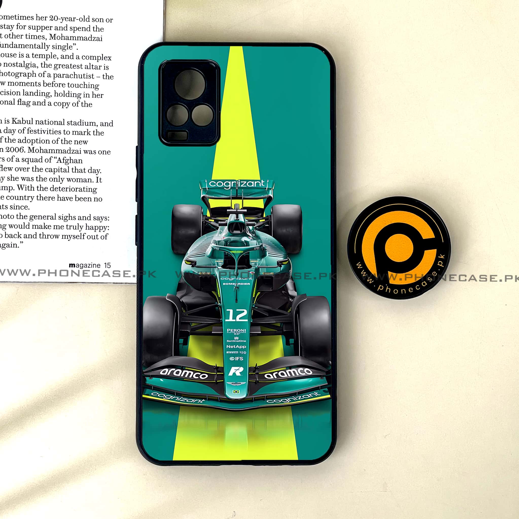 Vivo V20 - Formula 1 Design Series - Premium Printed Glass soft Bumper shock Proof Case