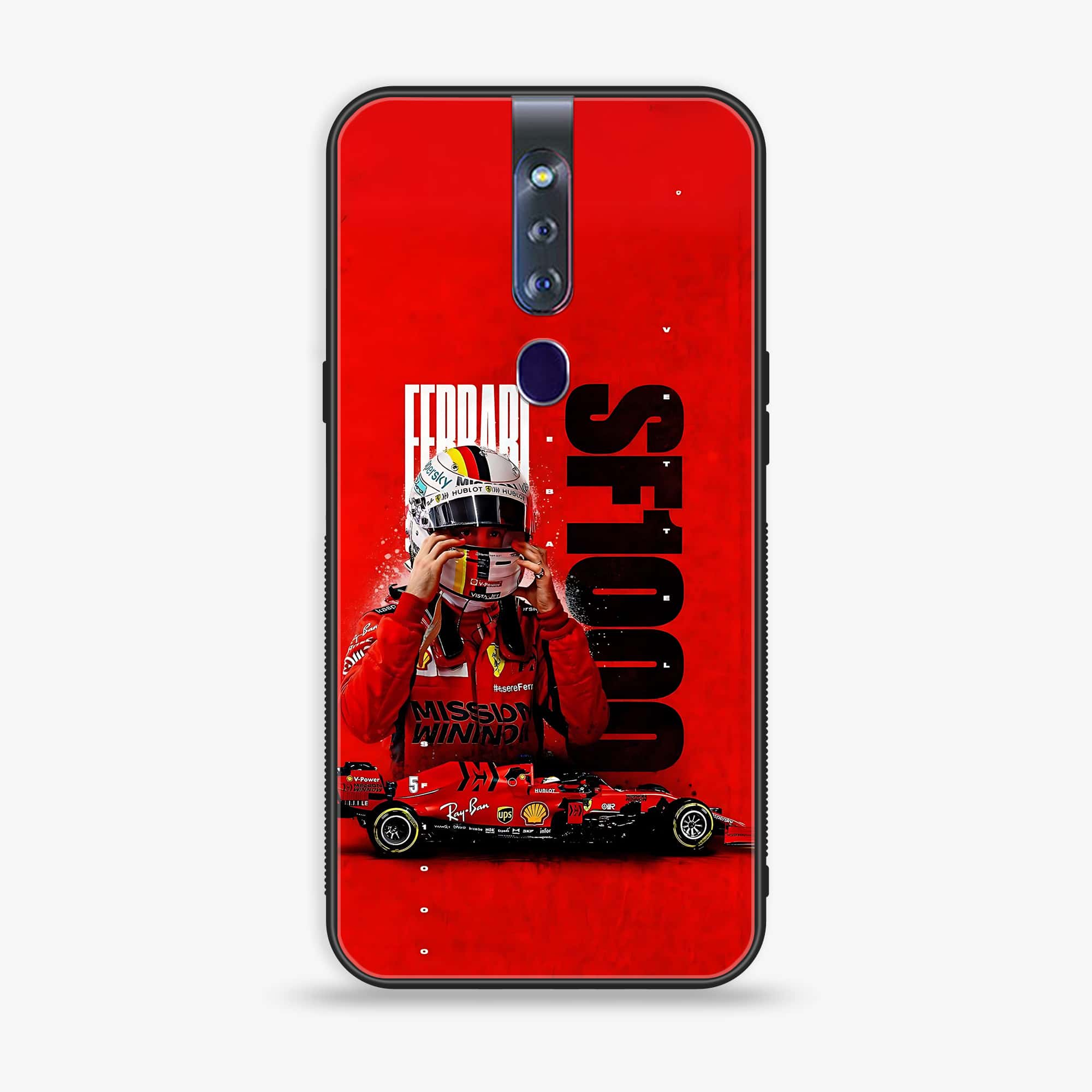 Oppo F11 Pro  Formula 1 Design Series Premium Printed Glass soft Bumper shock Proof Case