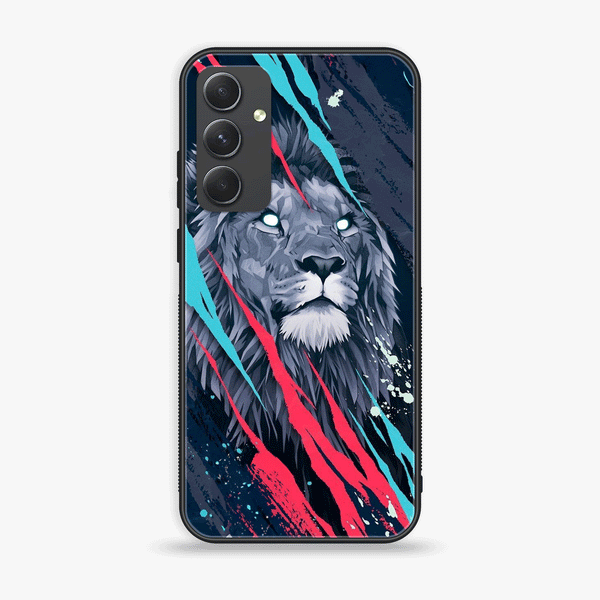 Samsung Galaxy A24 4G - Abstract Animated Lion - Premium Printed Glass soft Bumper Shock Proof Case