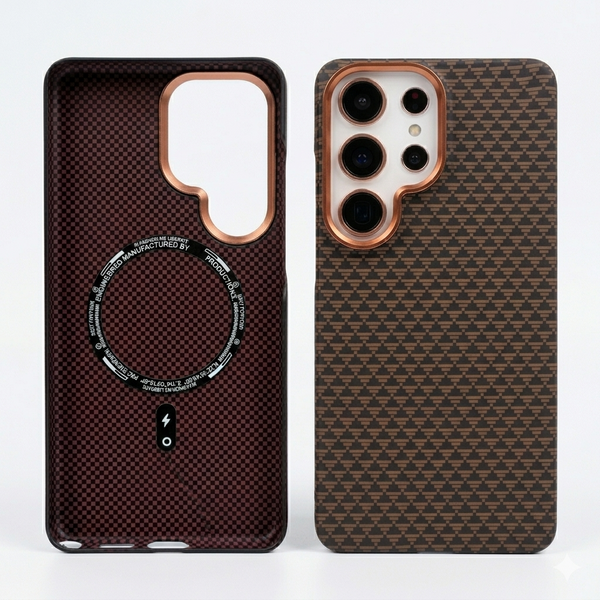 Galaxy S26 Ultra - Bronze Weave - Premium Aramid Fiber MagSafe Case with Built-in Camera Bezel