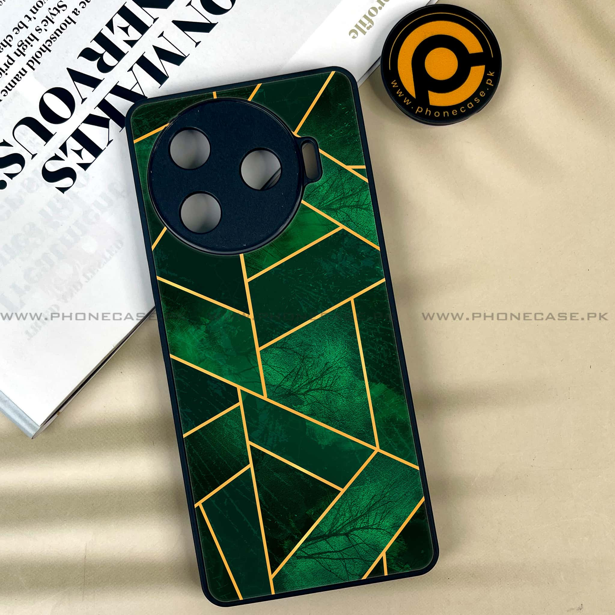 Tecno Camon 30 Pro - Geometric Marble Series - Premium Printed Glass soft Bumper shock Proof Case