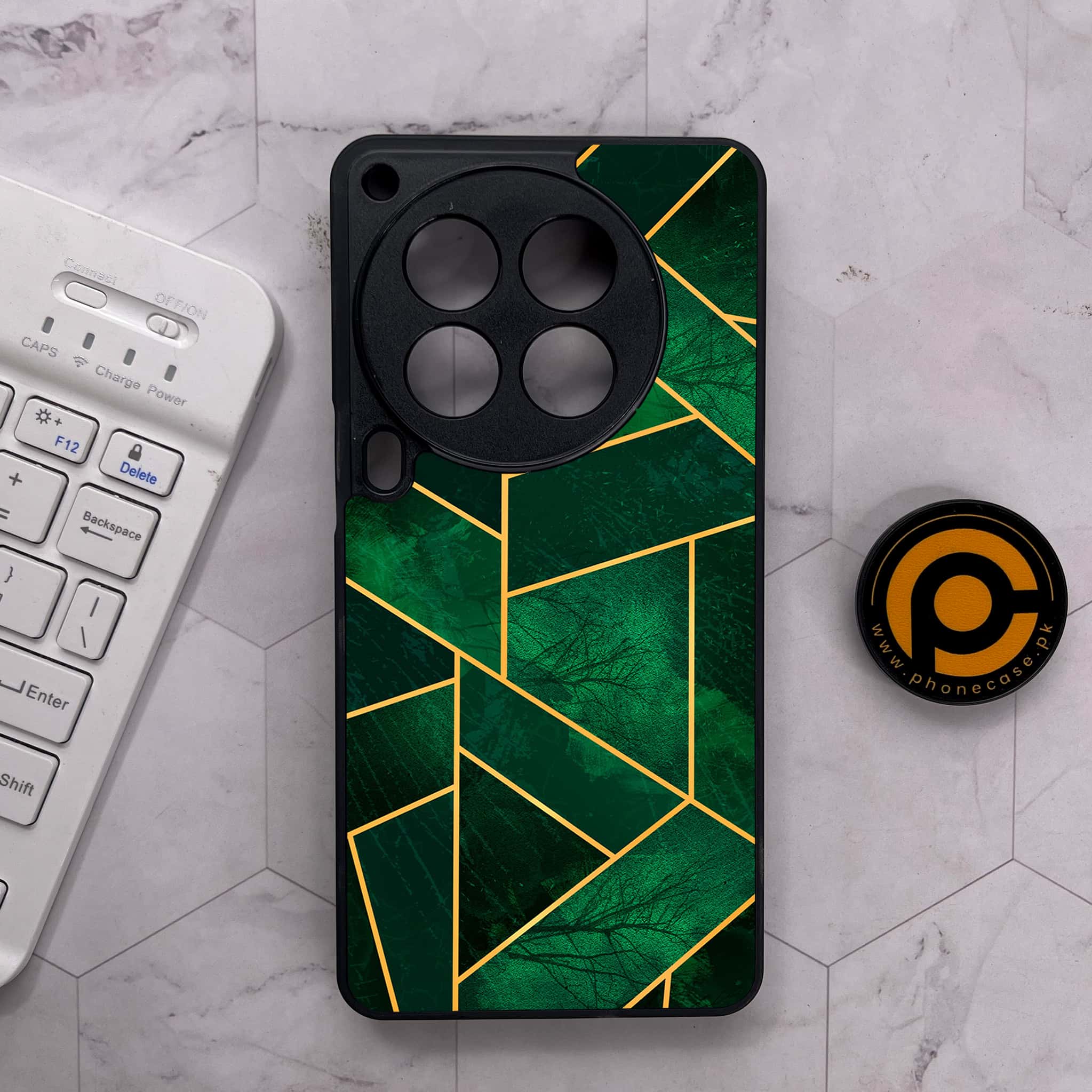 Tecno Camon 30 Premier - Geometric Marble Series - Premium Metal Printed soft Bumper shock Proof Case