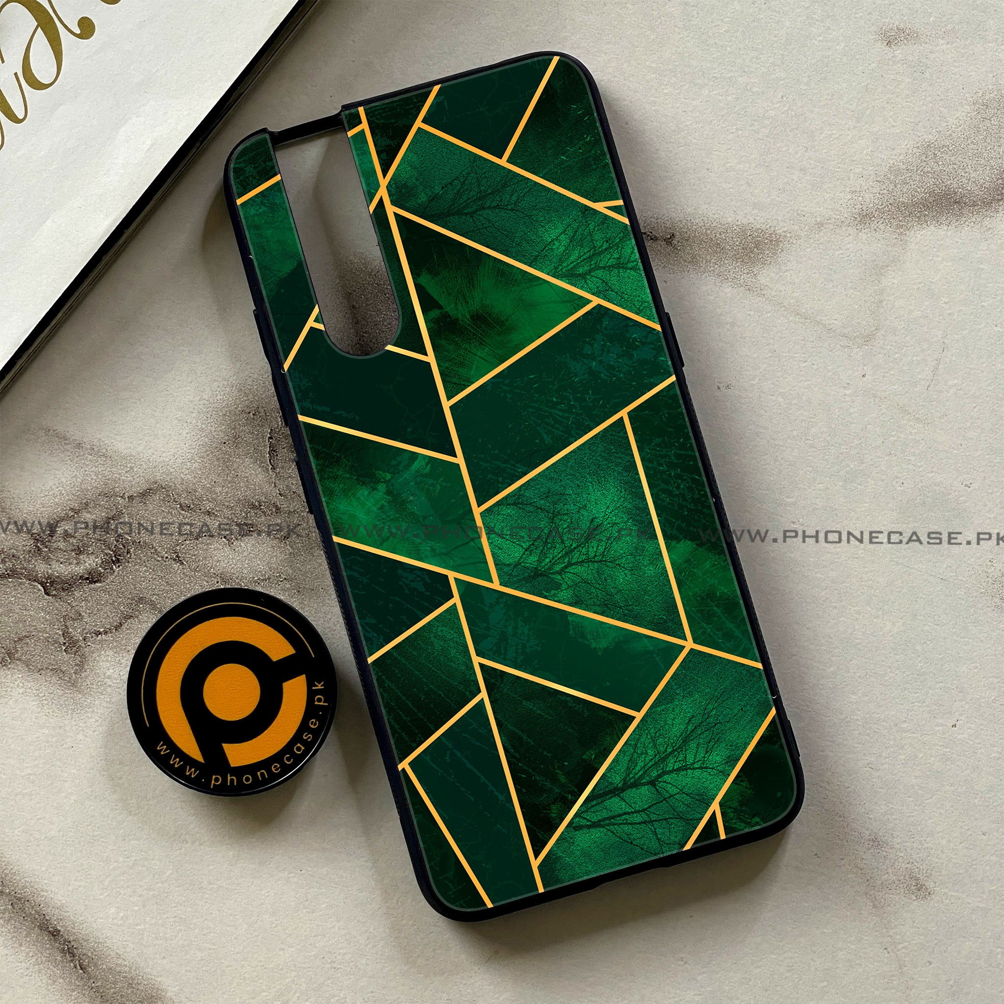 Vivo V15 Pro - Geometric Marble Series - Premium Printed Glass soft Bumper shock Proof Case