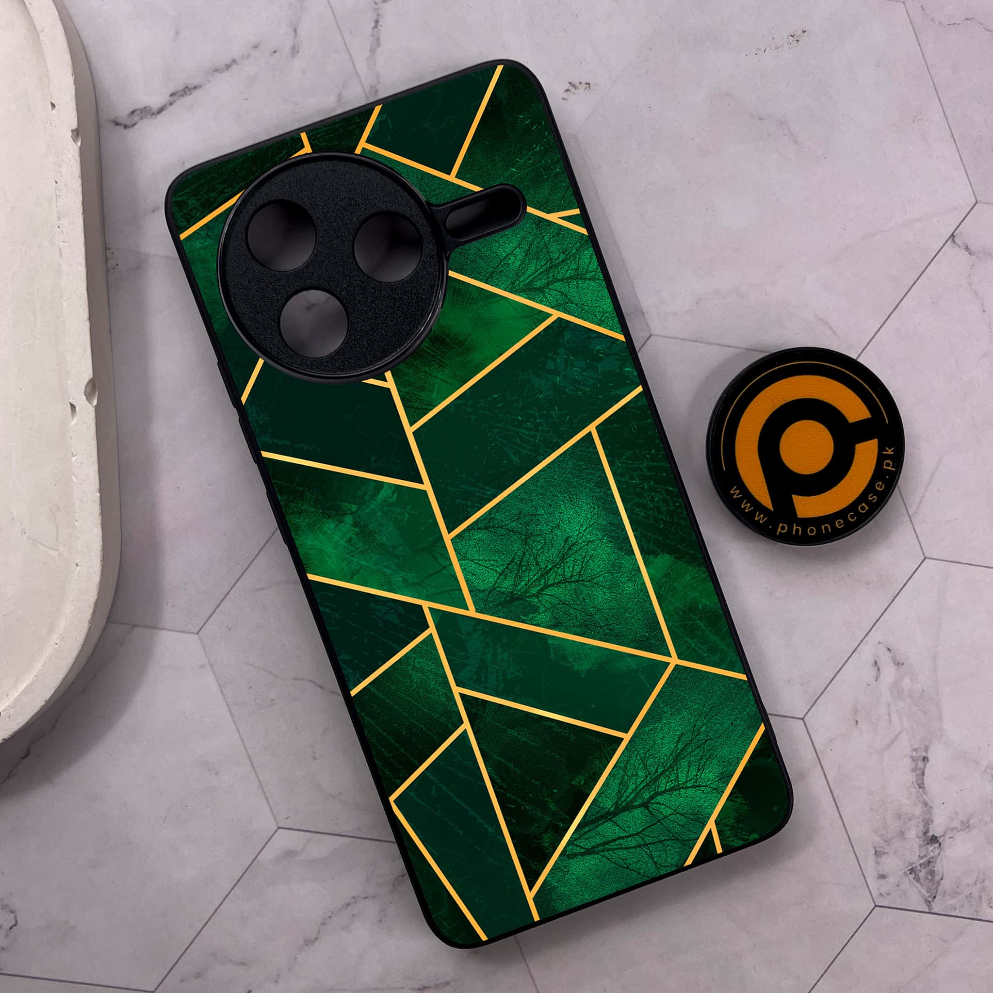 Xiaomi Poco F7 Pro 5G - Geometric Marble Series - Premium Metal Printed soft Bumper shock Proof Case