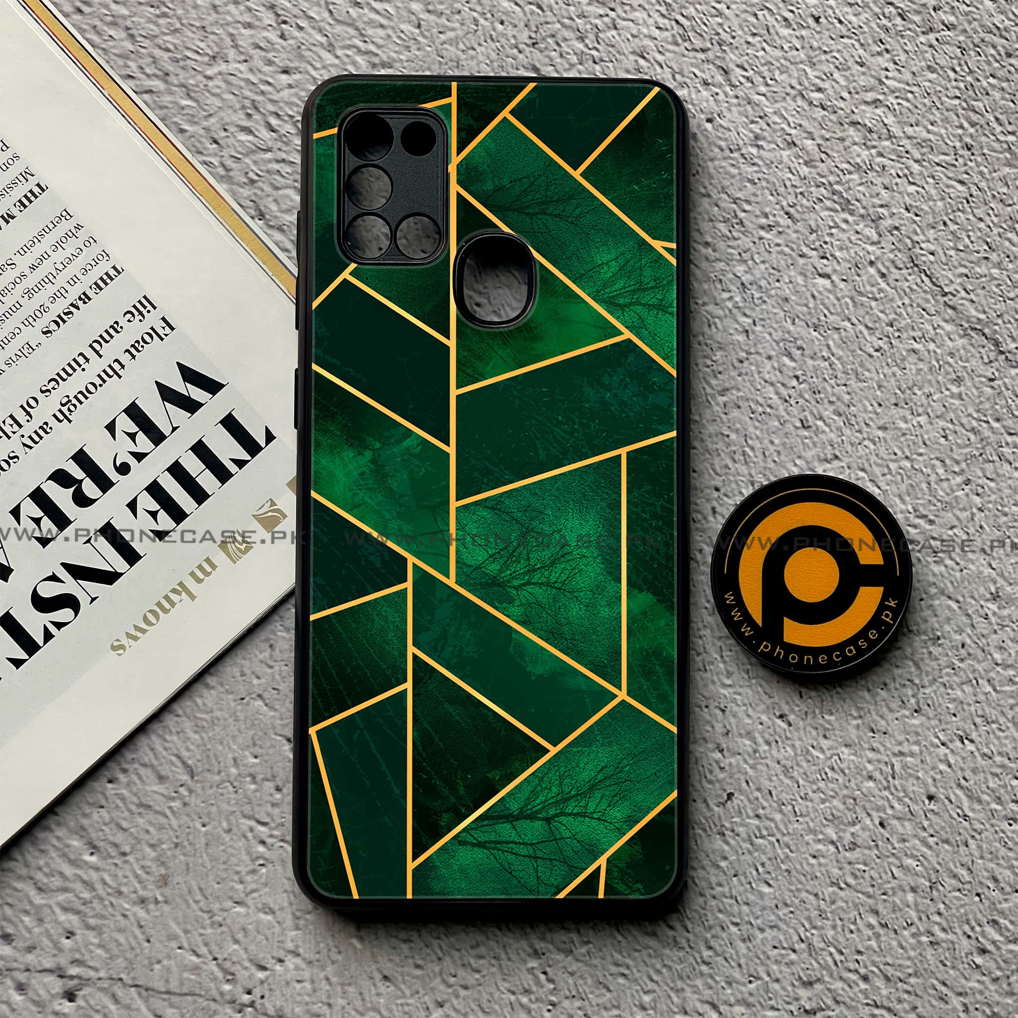 Samsung Galaxy A21s - Geometric Marble Series - Premium Printed Glass soft Bumper shock Proof Case