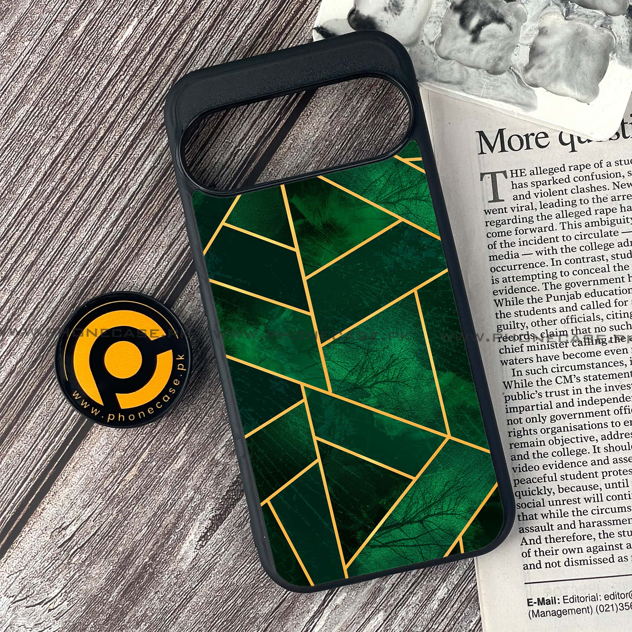 Google Pixel 9 - Geometric Marble Series - Premium Metal Printed soft Bumper Shock Proof Case