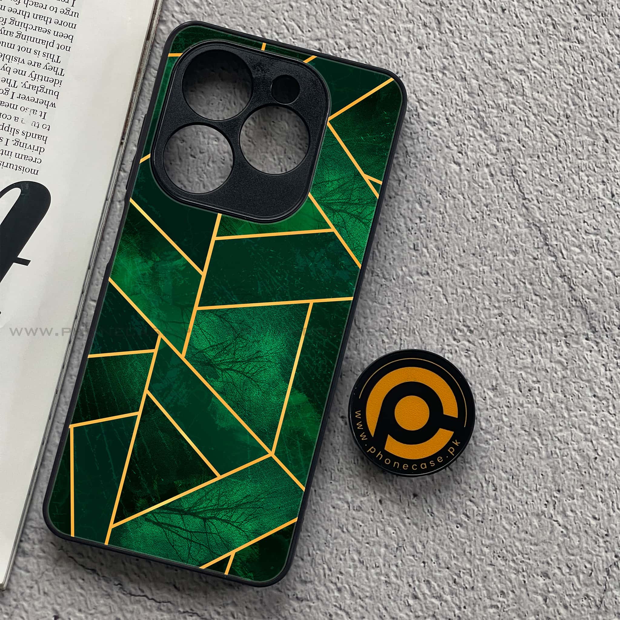 Tecno Spark 20C - Geometric Marble Series - Premium Printed Glass soft Bumper shock Proof Case