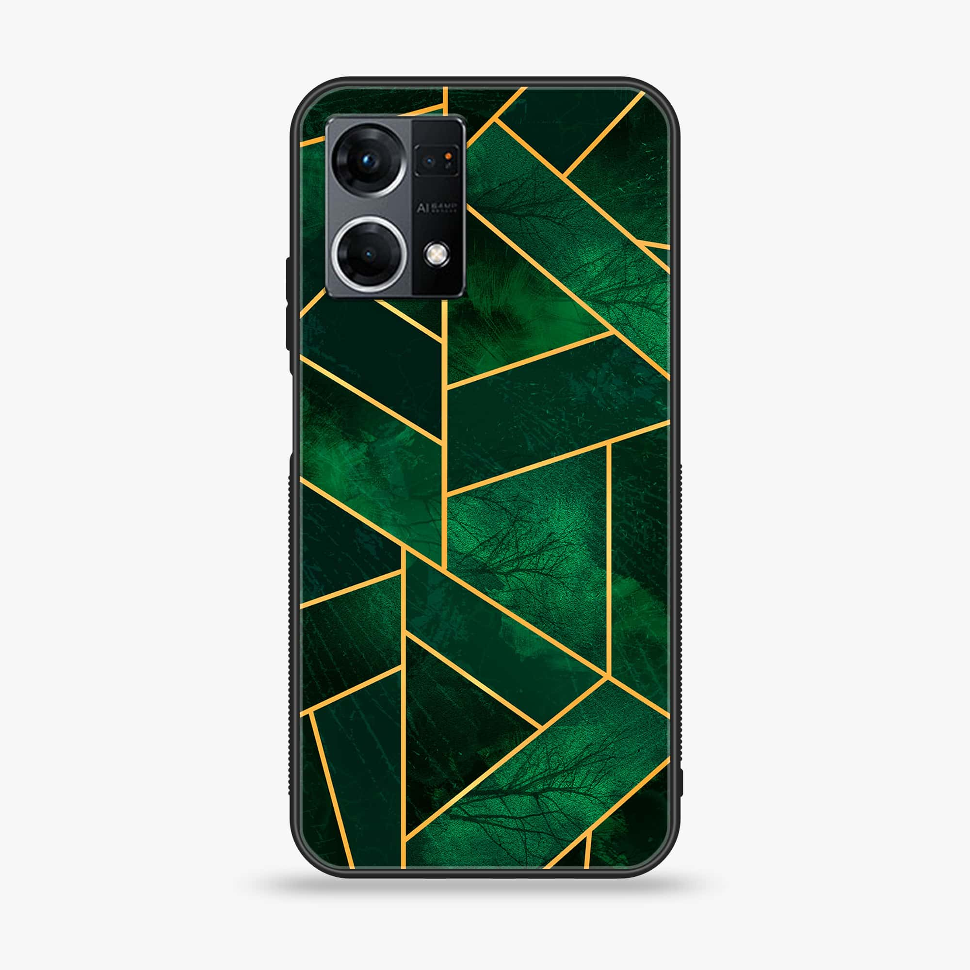 Oppo Reno 7 - Geometric Marble Series - Premium Printed Glass soft Bumper shock Proof Case