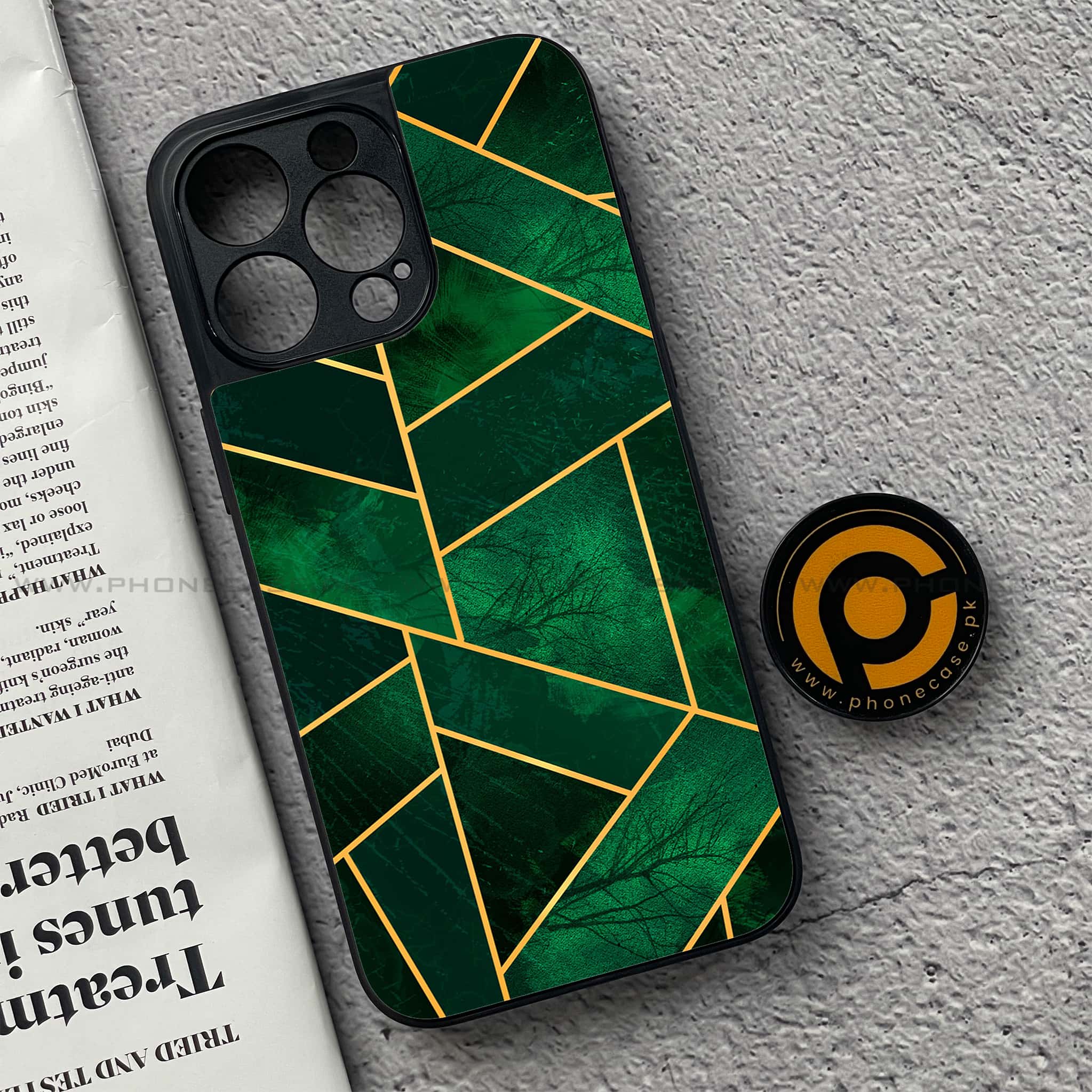 iPhone 15 Pro - Geometric Marble Series - Premium Metal Printed soft Bumper shock Proof Case