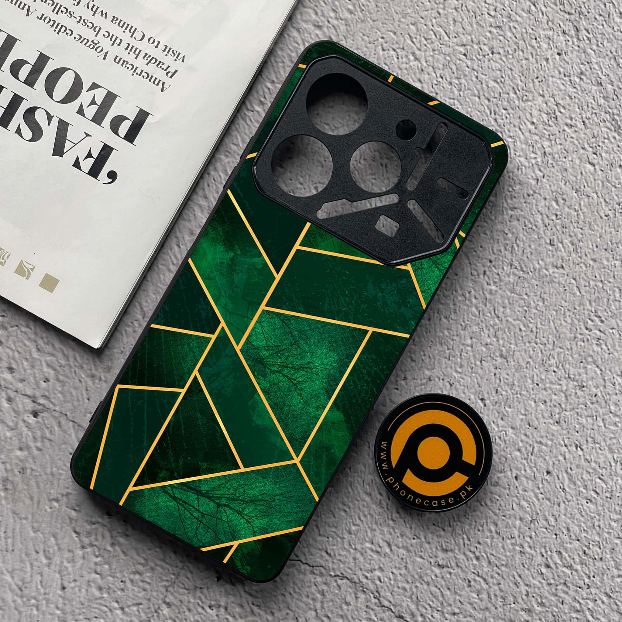 Tecno Pova 6 Neo - Geometric Marble Series - Premium Metal  Printed soft Bumper shock Proof Case