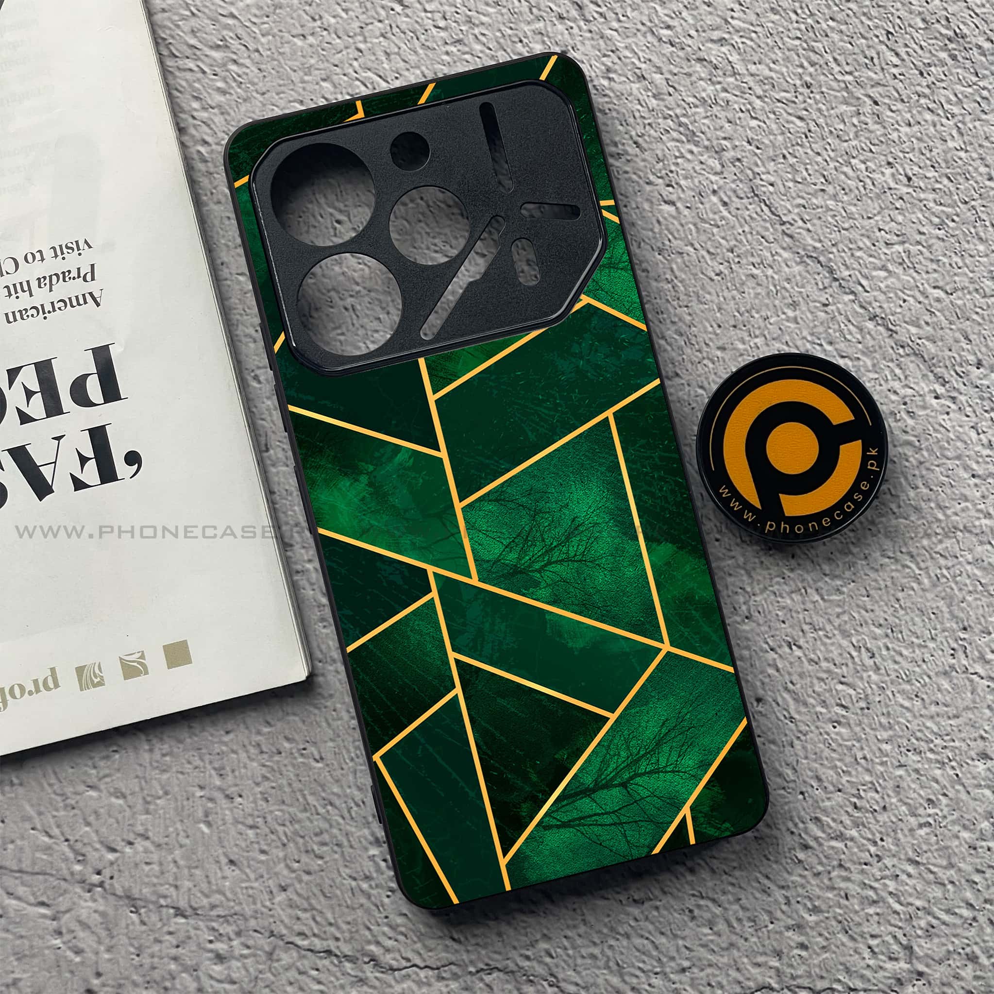 Tecno Pova 6 - Geometric Marble Series - Premium Printed Glass soft Bumper shock Proof Case