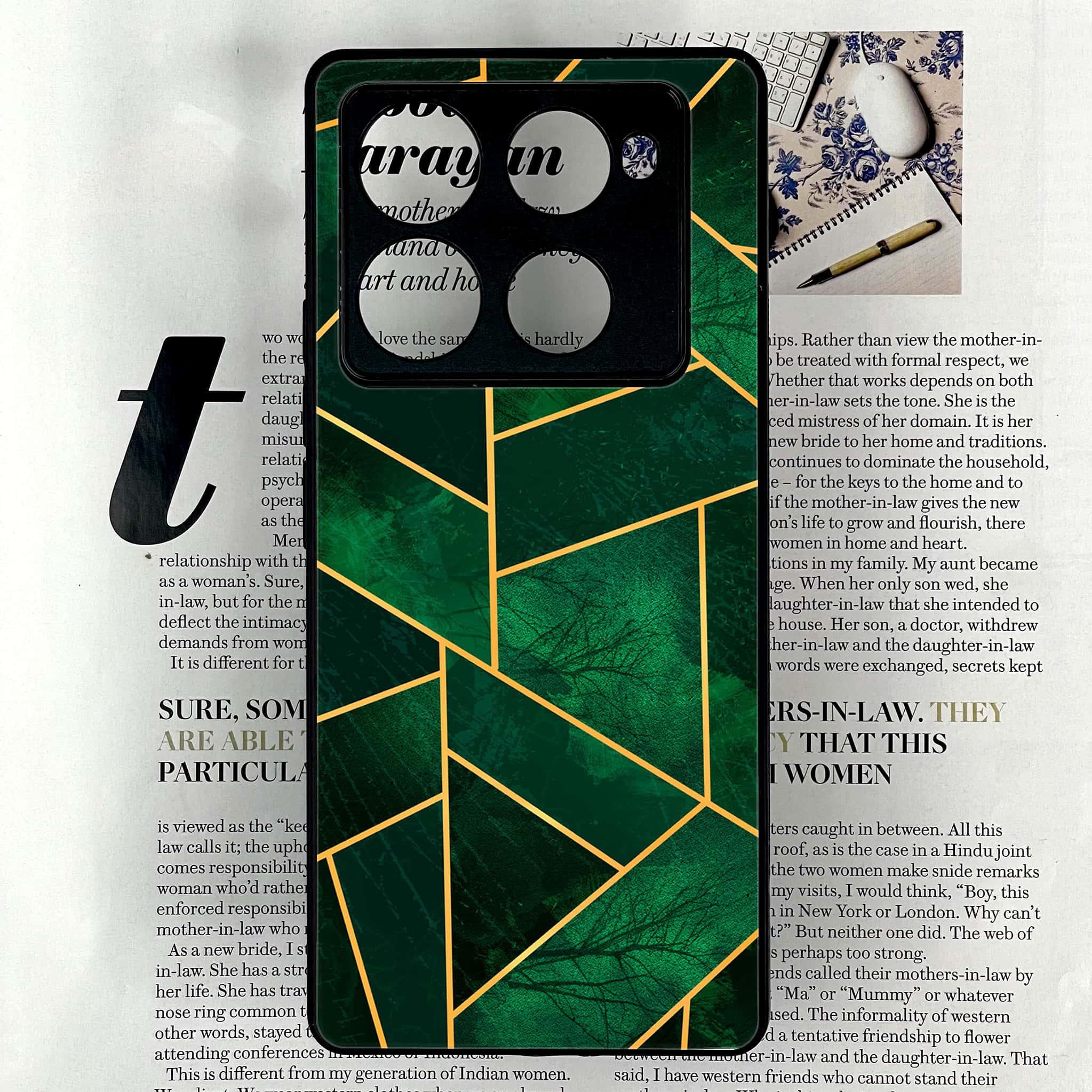 Infinix Note 40 Pro Plus - Geometric Marble Series - Premium Metal Printed soft Bumper shock Proof Case