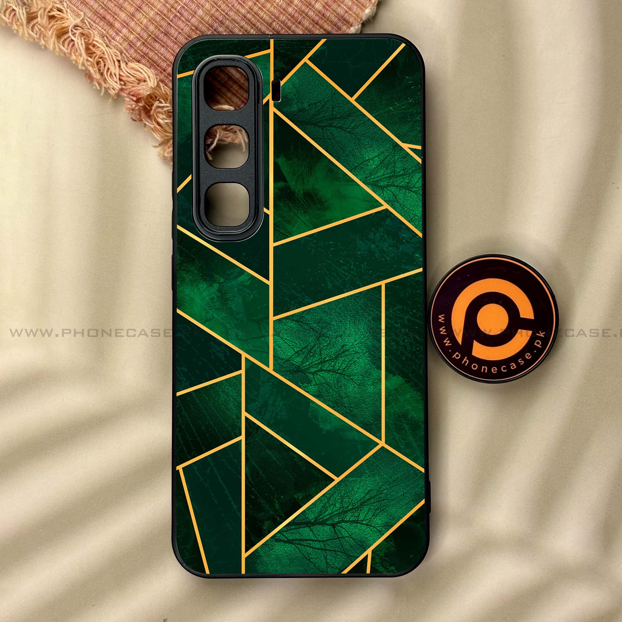 Infinix Hot 60 Pro - Geometric Marble Series - Premium Metal Printed soft Bumper shock Proof Case