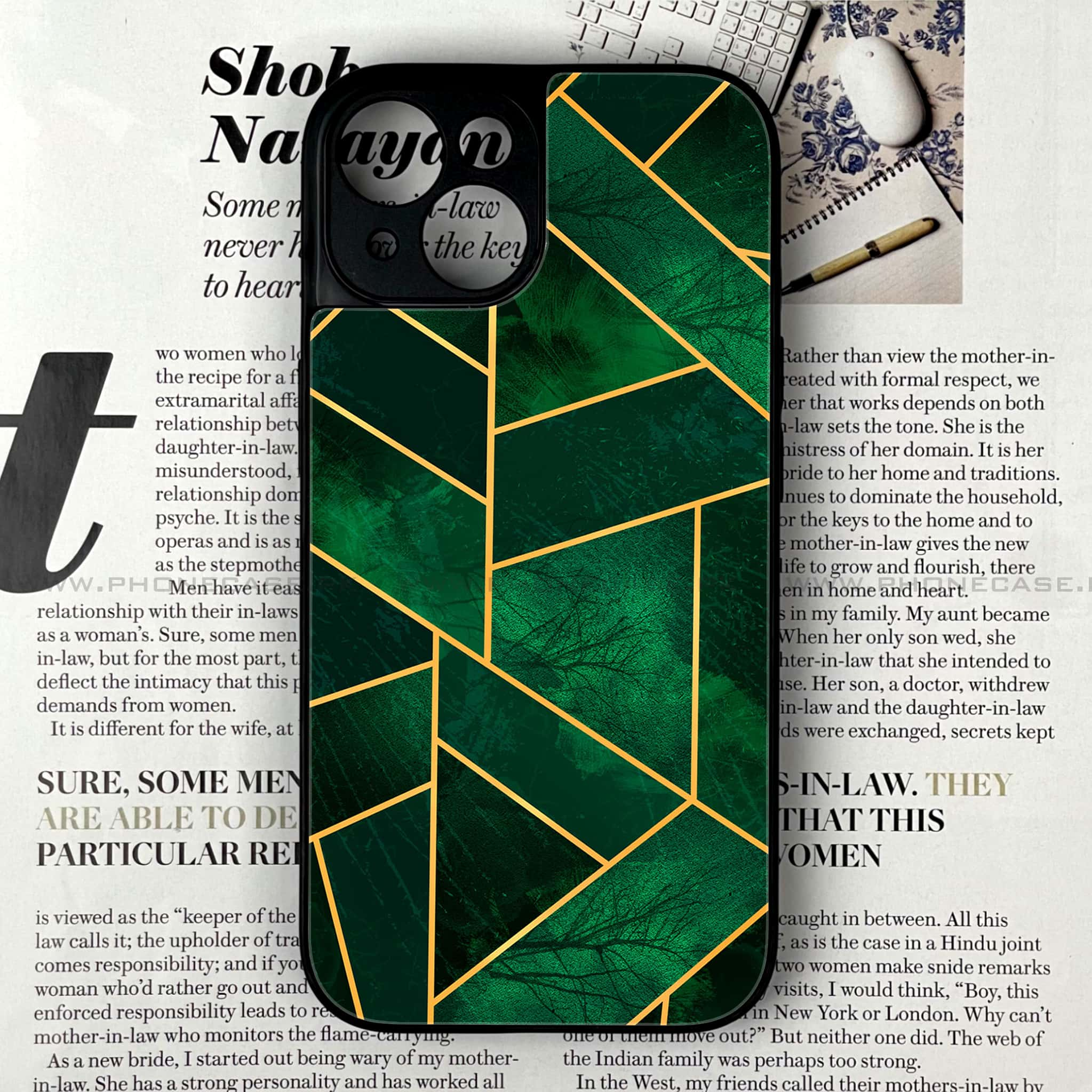 iPhone 13 - Geometric Marble Series - Premium Printed Glass soft Bumper shock Proof Case