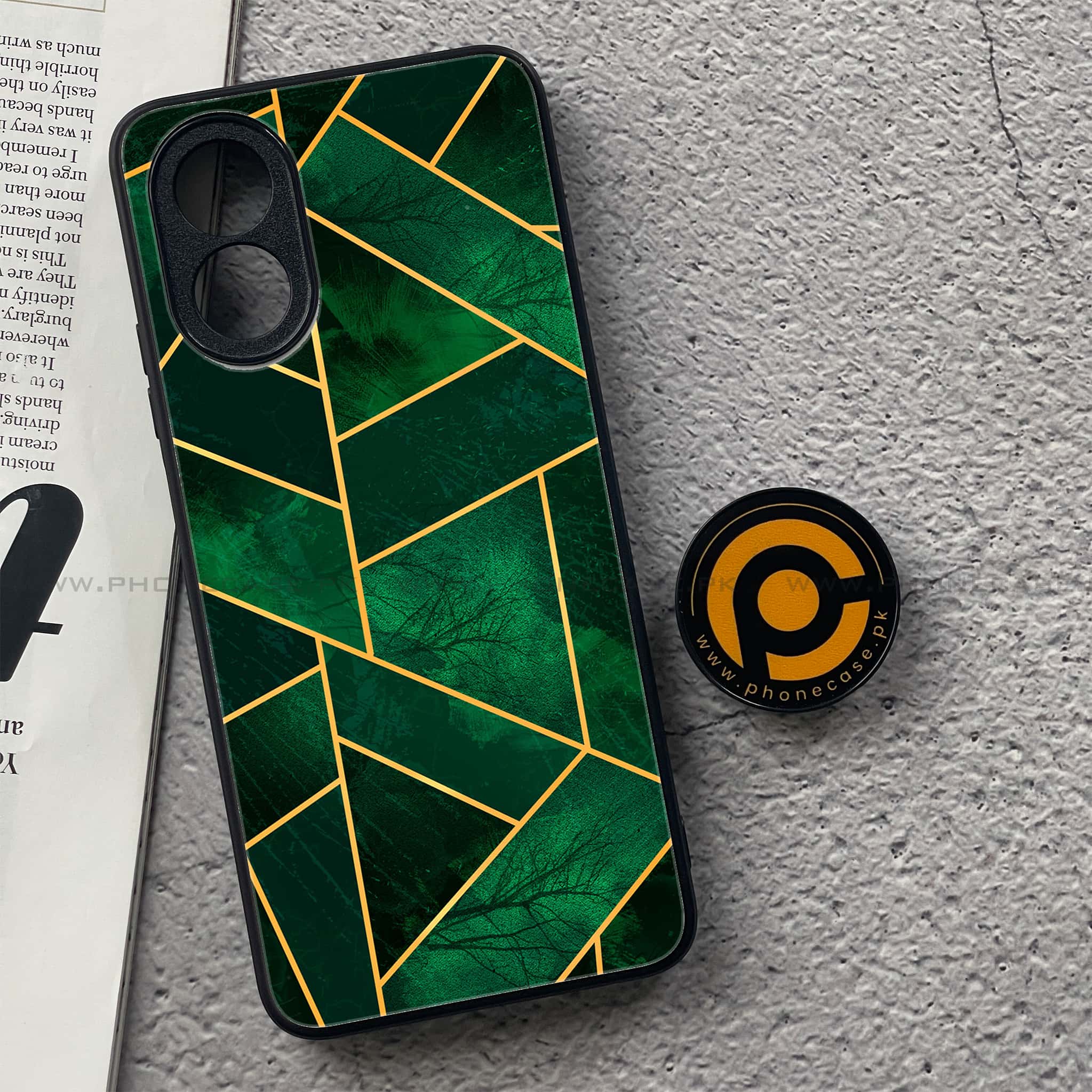 Oppo A18 4G - Geometric Marble Series  - Premium Printed Glass soft Bumper shock Proof Case