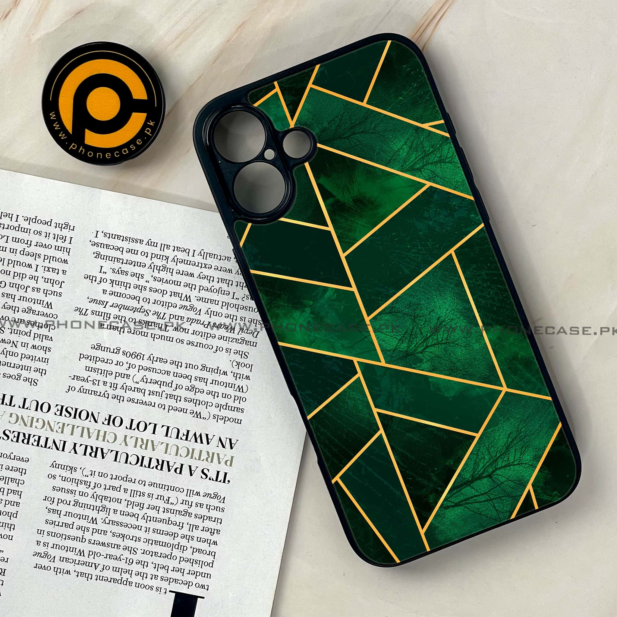 iPhone 16 - Geometric Marble Series - Premium Printed Glass soft Bumper shock Proof Case