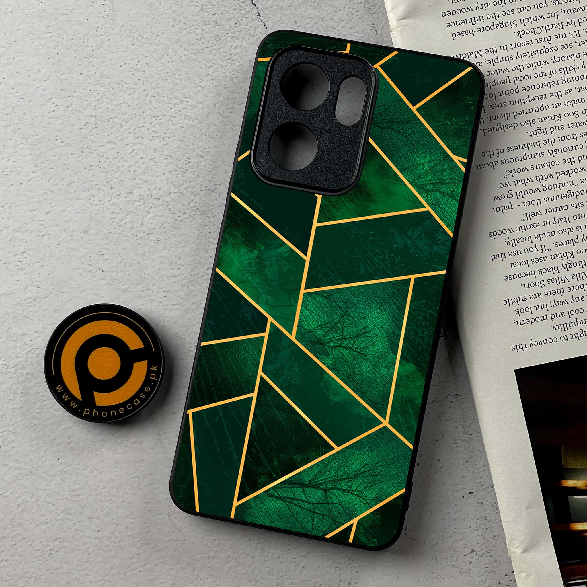 Oppo Reno 13F - Geometric Marble Series - Premium Metal Printed Soft Bumper Shockproof Case
