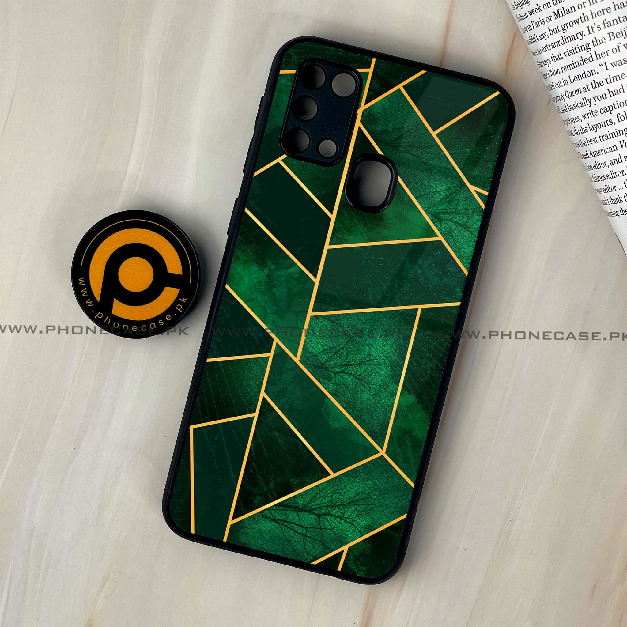 Galaxy M31 - Geometric Marble Series - Premium Printed Glass soft Bumper shock Proof Case