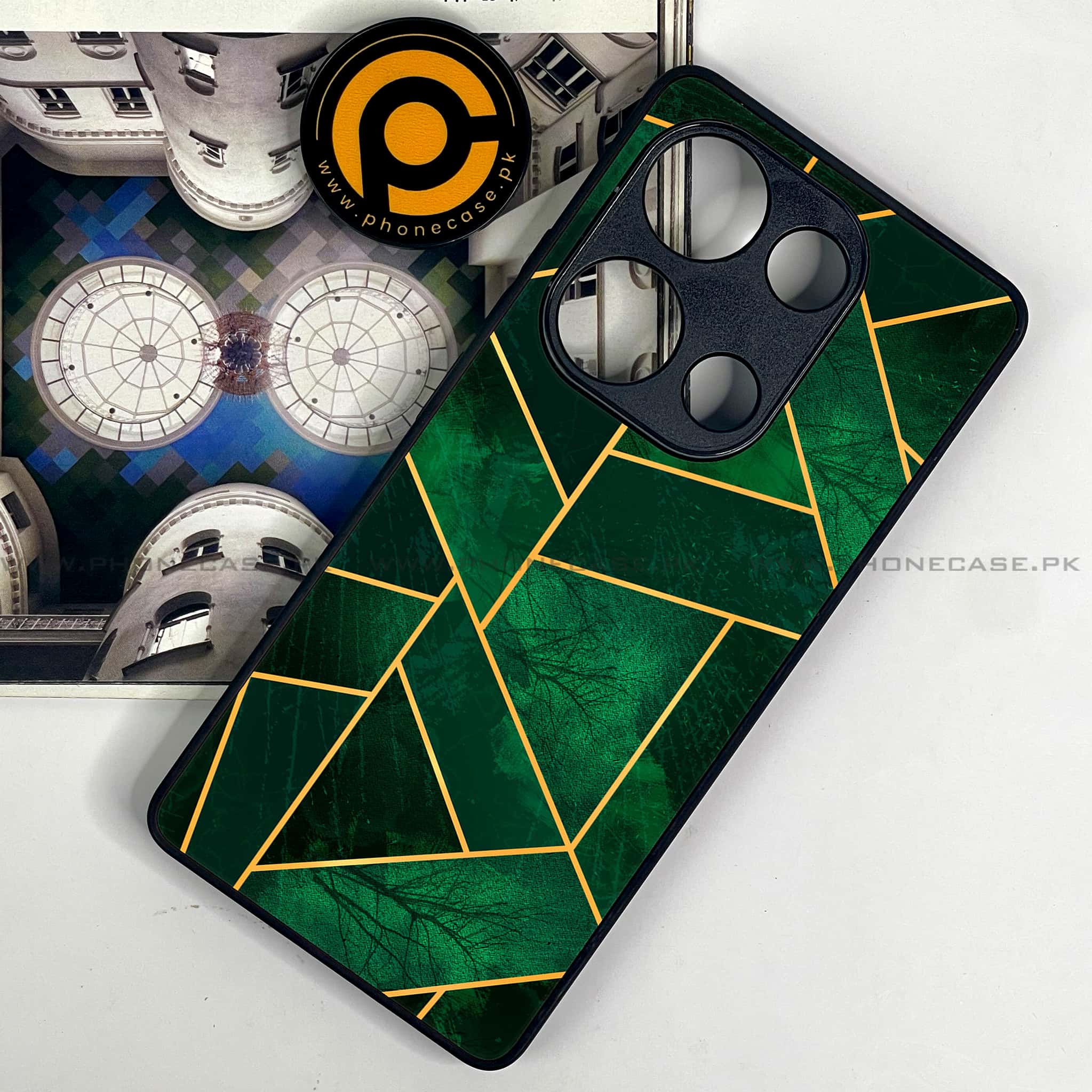 Redmi Note 13 Pro 4G - Geometric Marble Series - Premium Metal Printed soft Bumper shock Proof Case