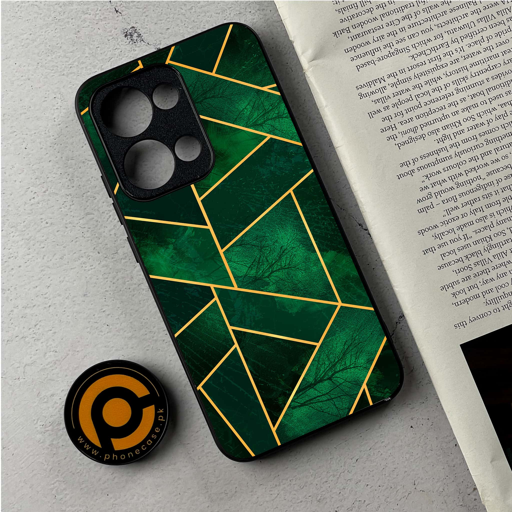 Oppo Reno 13 - Geometric Marble Series - Premium Metal Printed Soft Bumper Shockproof Case