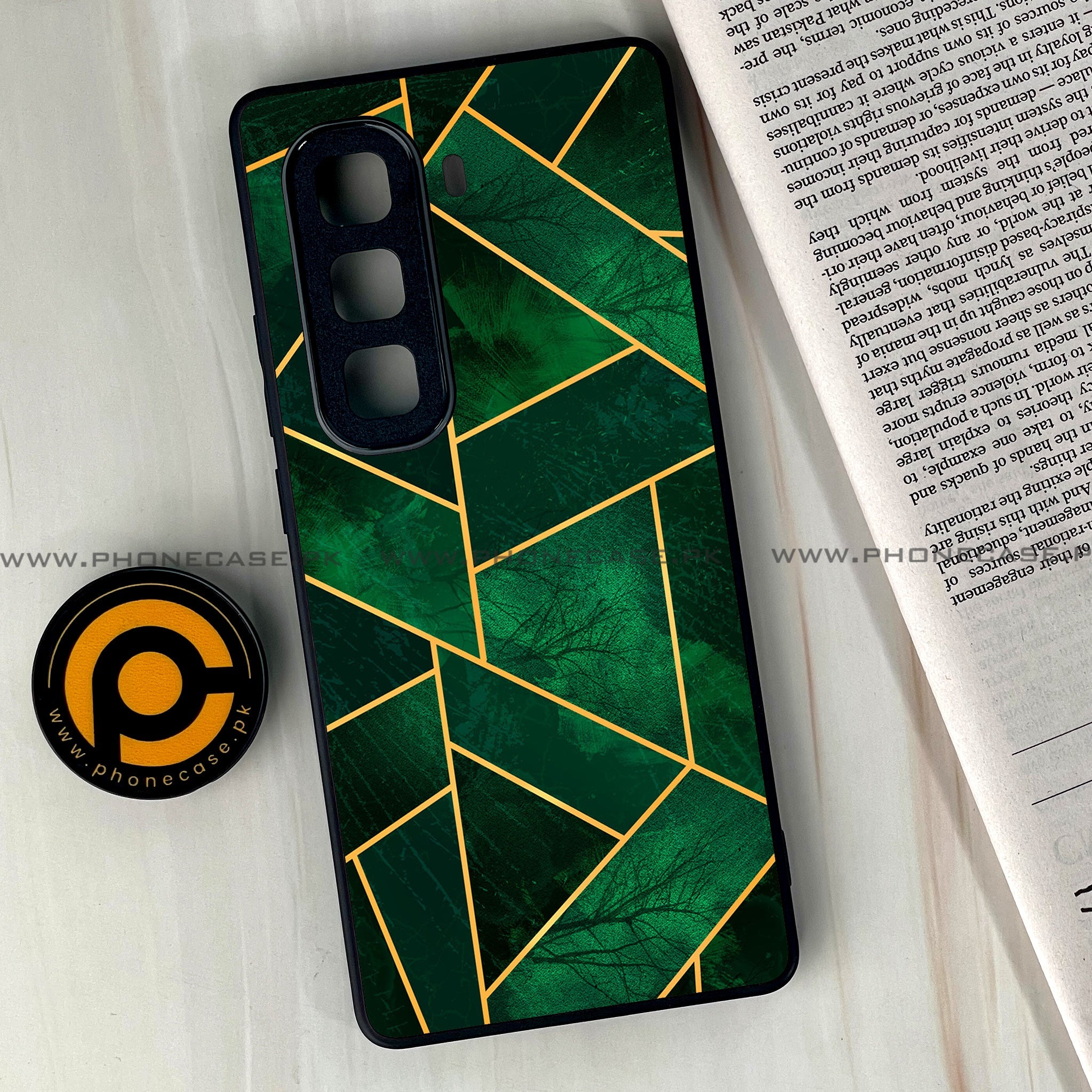 Infinix Hot 60 Pro Plus - Geometric Marble Series - Premium Metal Printed soft Bumper shock Proof Case