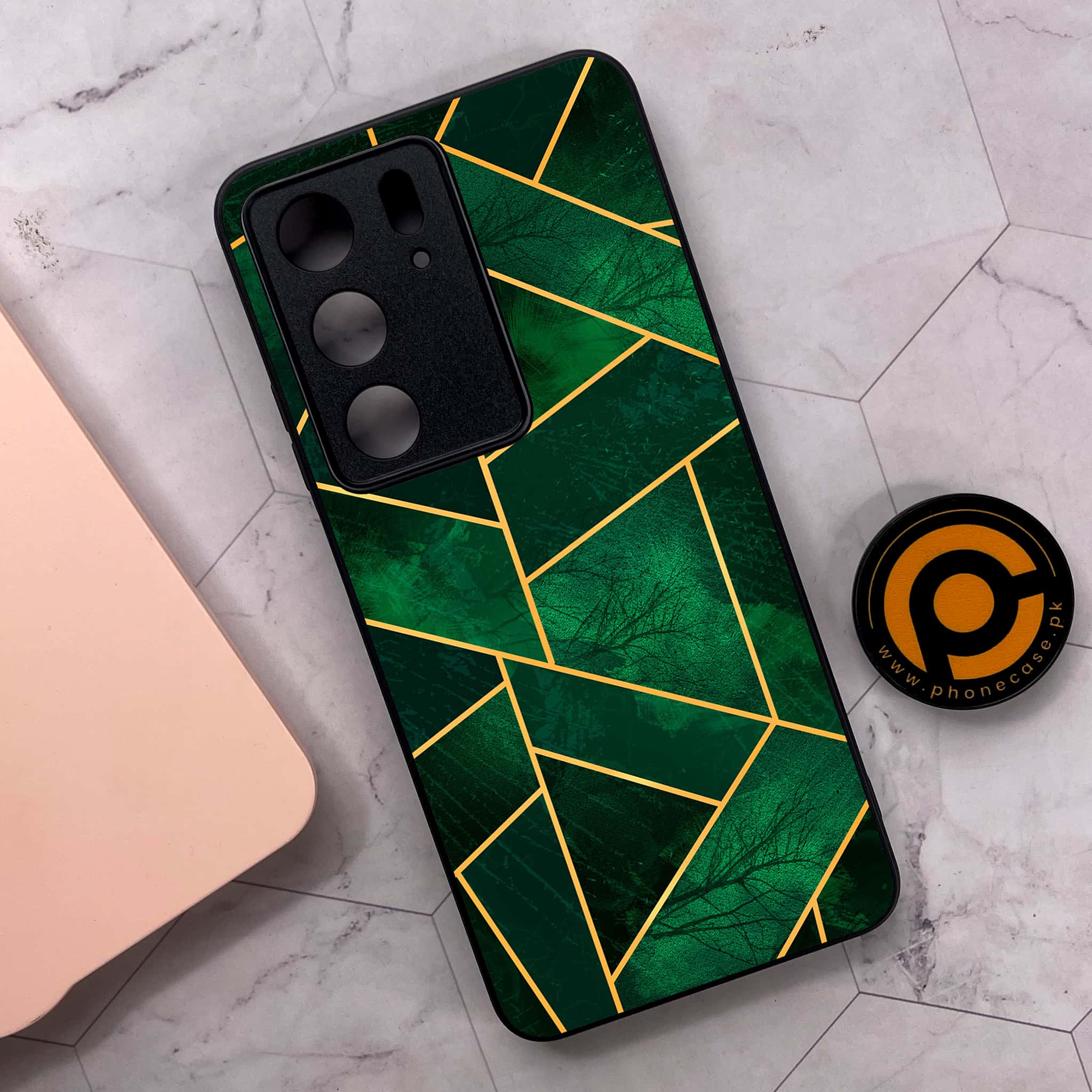 Realme C75x 4G - Geometric Marble Series - Premium Metal Printed soft Bumper shock Proof Case