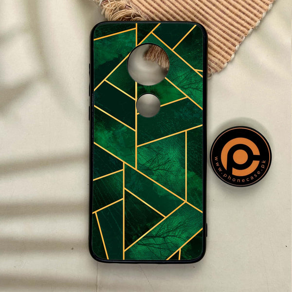 Moto G7 - Geometric Marble Series - Premium Printed Glass soft Bumper shock Proof Case