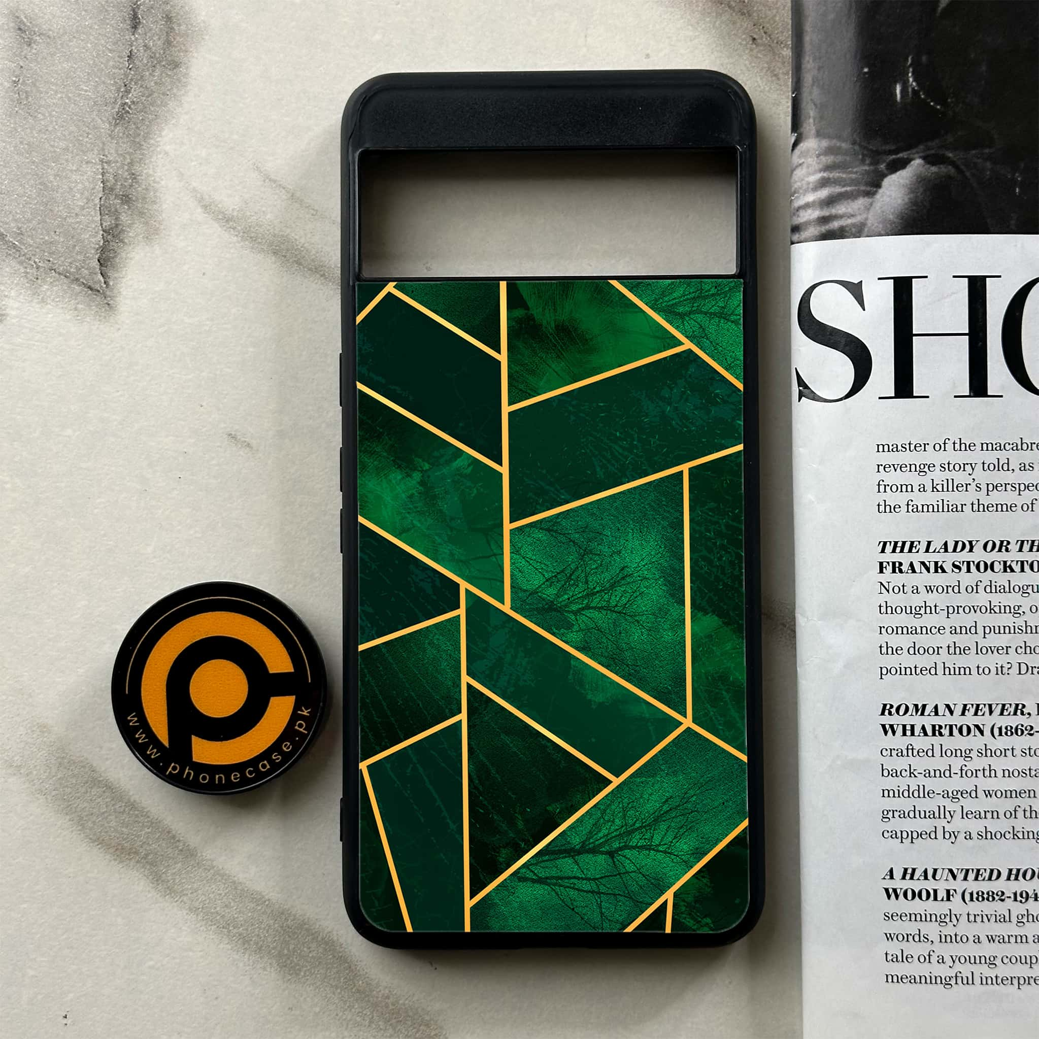 Google Pixel 8 Pro - Geometric Marble Series - Premium Printed Glass soft Bumper shock Proof Case