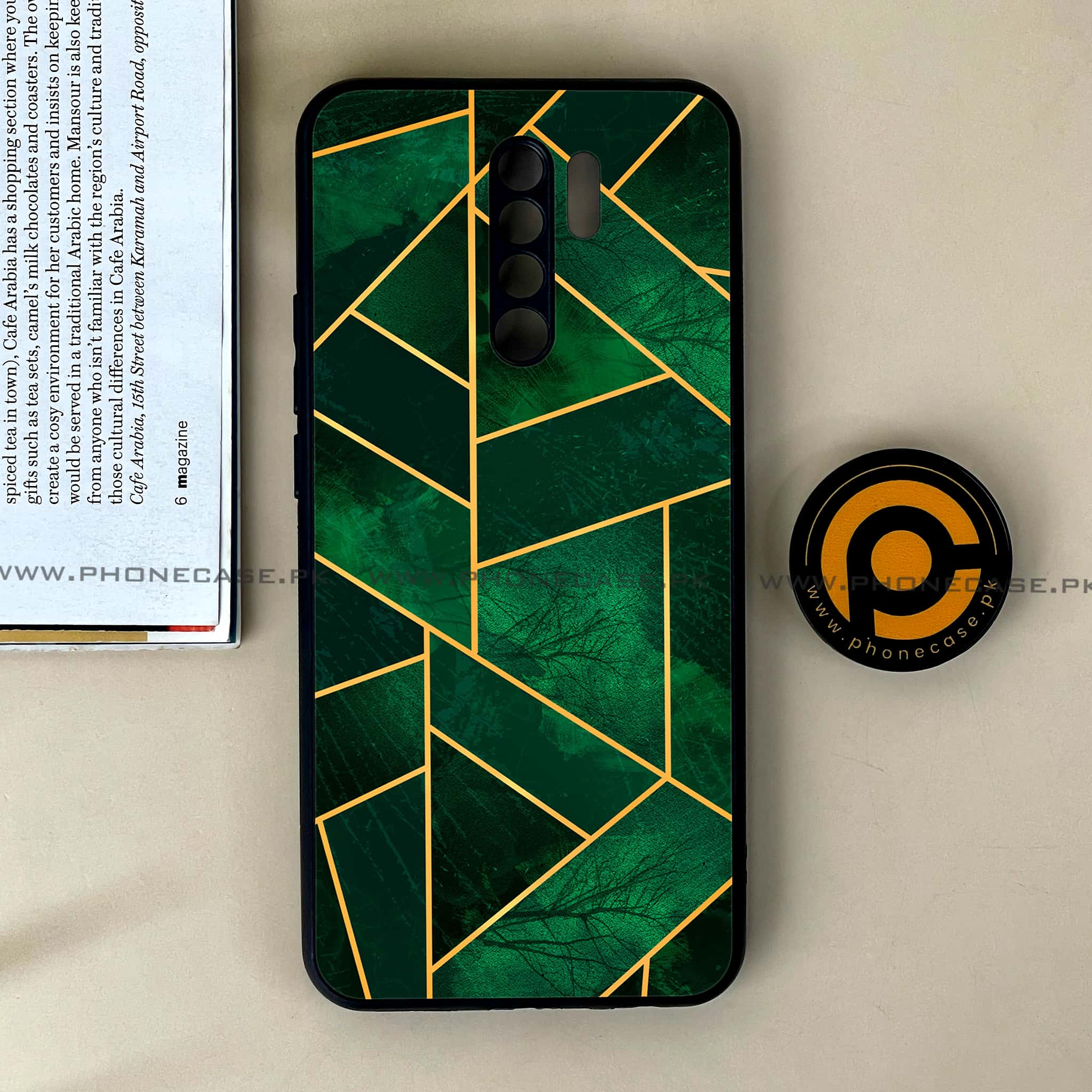 Xiaomi Redmi 9 - Geometric Marble Series - Premium Printed Glass soft Bumper shock Proof Case