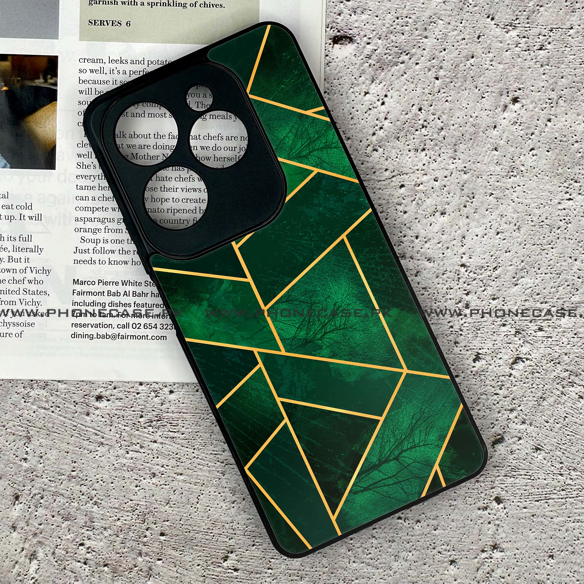 Infinix Hot 40 Pro - Geometric Marble Series - Premium Printed Glass soft Bumper shock Proof Case