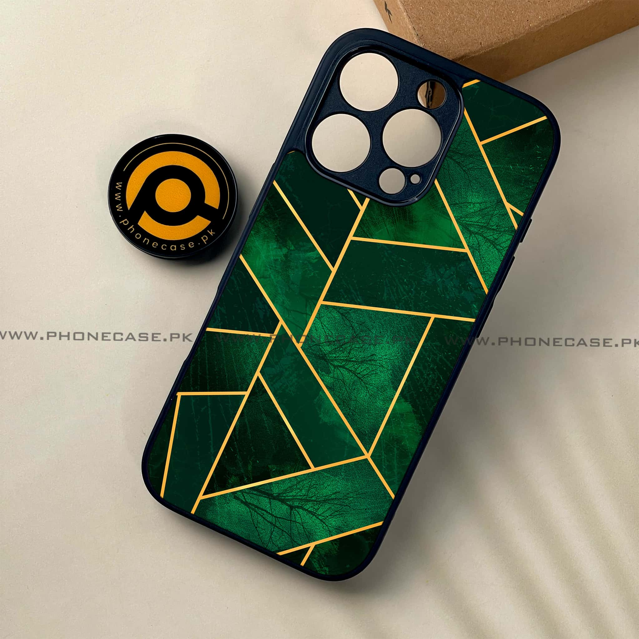 iPhone 16 Pro - Geometric Marble Series - Premium Printed Glass soft Bumper shock Proof Case