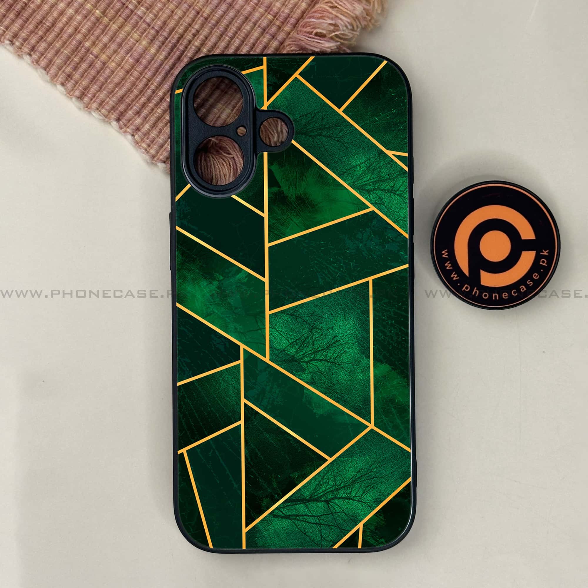 iPhone 17 - Geometric Marble Series - Premium Printed Glass soft Bumper shock Proof Case