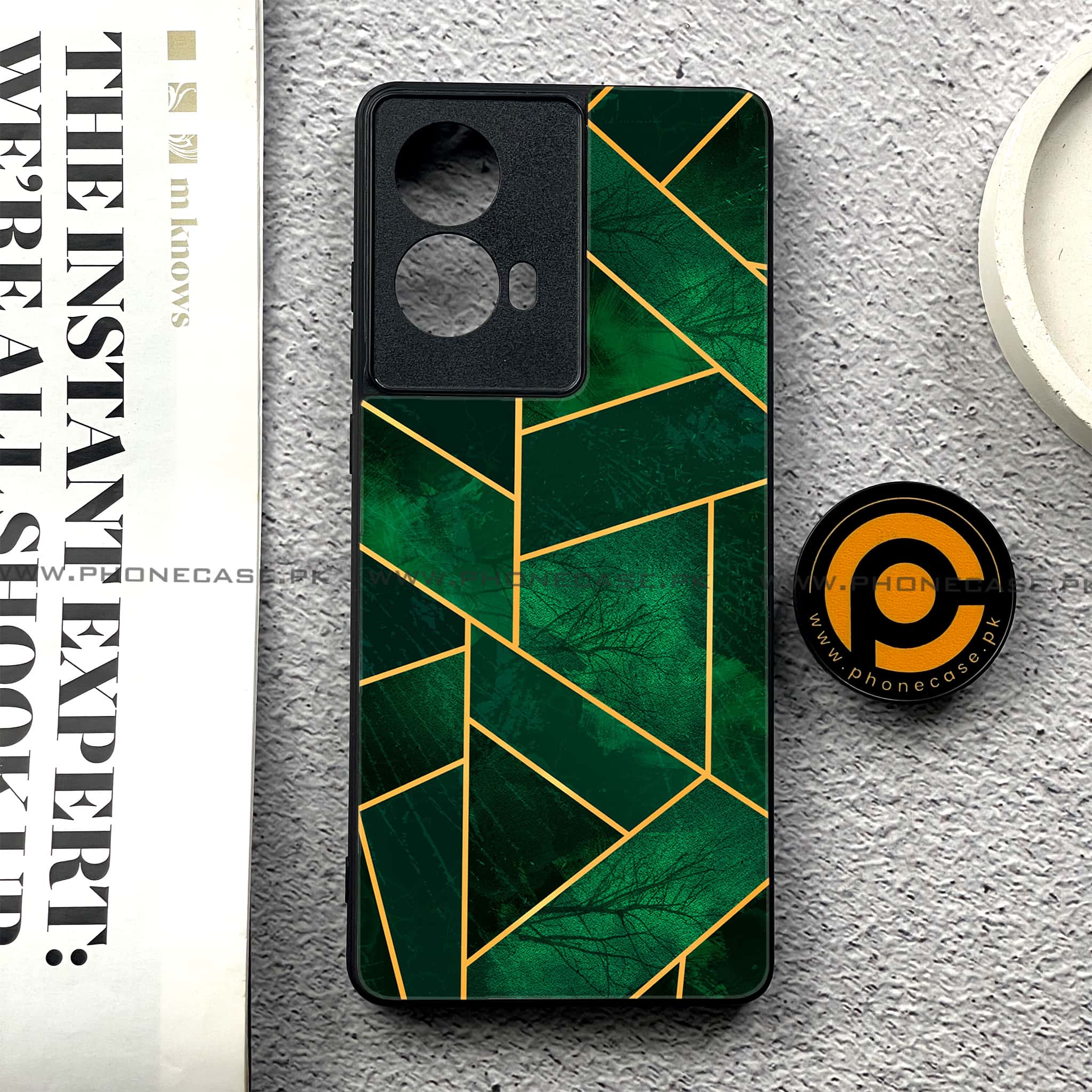 Moto G85 - Geometric Marble Series - Premium Printed Glass soft Bumper shock Proof Case