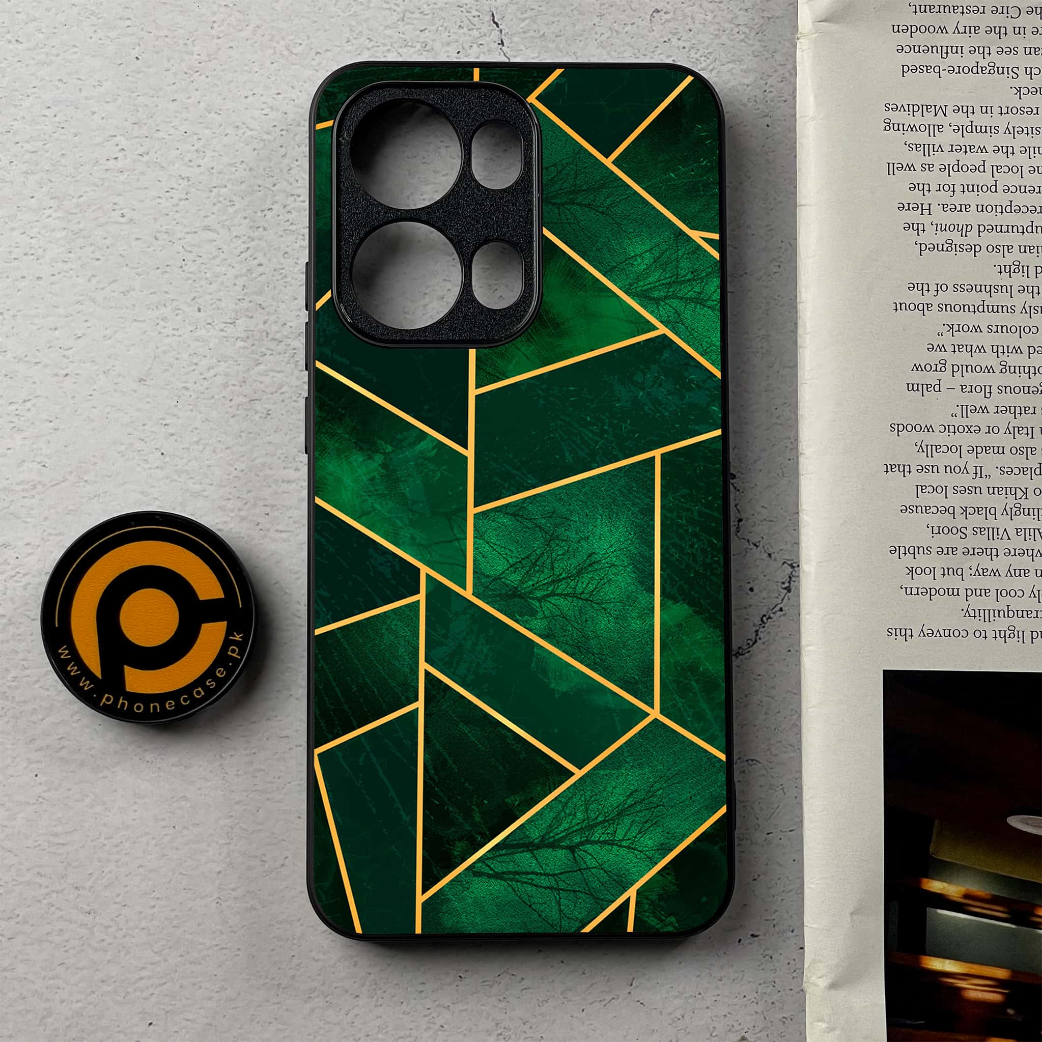 Oppo Reno 13 Pro - Geometric Marble Series - Premium Metal Printed Soft Bumper Shockproof Case