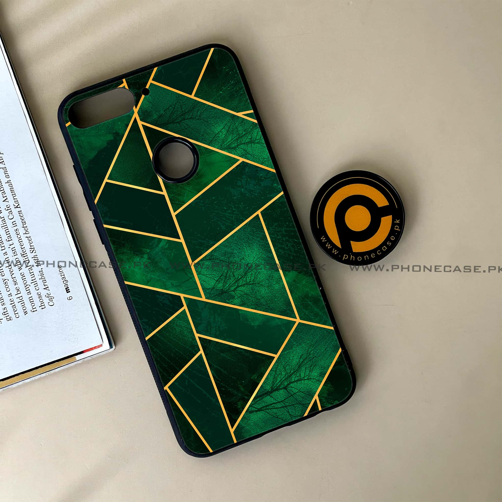 Huawei Y7 Prime (2018) - Geometric Marble Series - Premium Printed Glass soft Bumper shock Proof Case