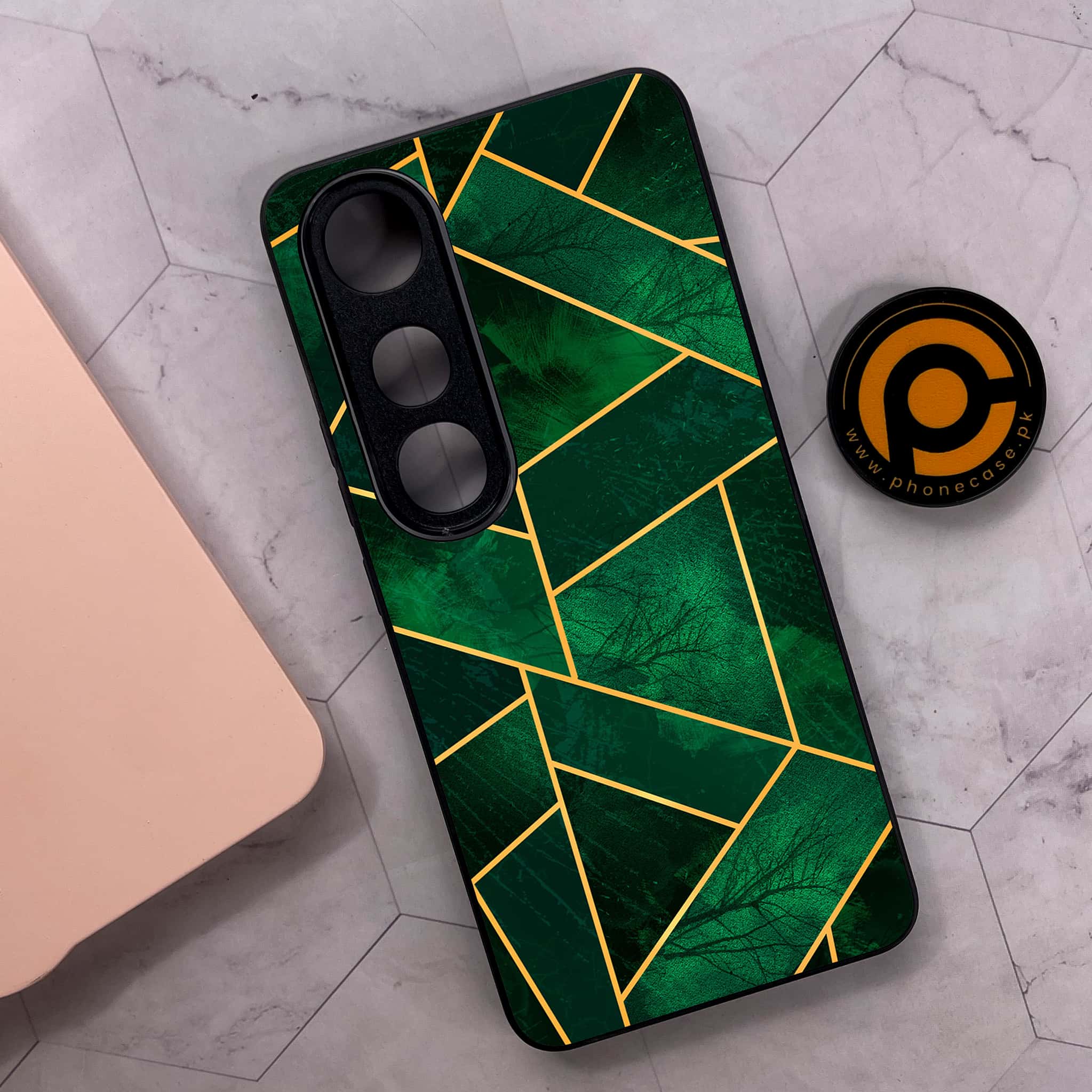 Vivo V50 Lite - Geometric Marble Series - Premium Metal Printed soft Bumper shock Proof Case