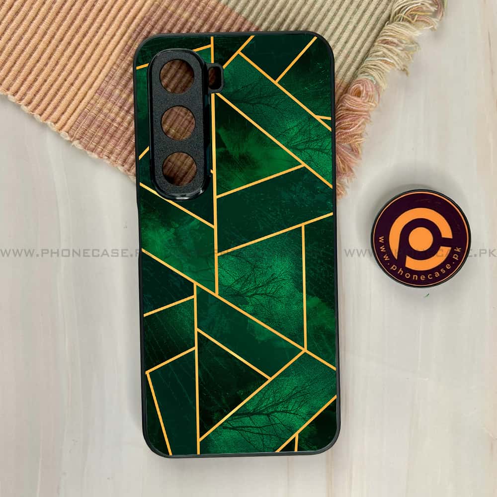 Infinix Hot 60i - Geometric Marble Series - Premium Metal Printed soft Bumper shock Proof Case