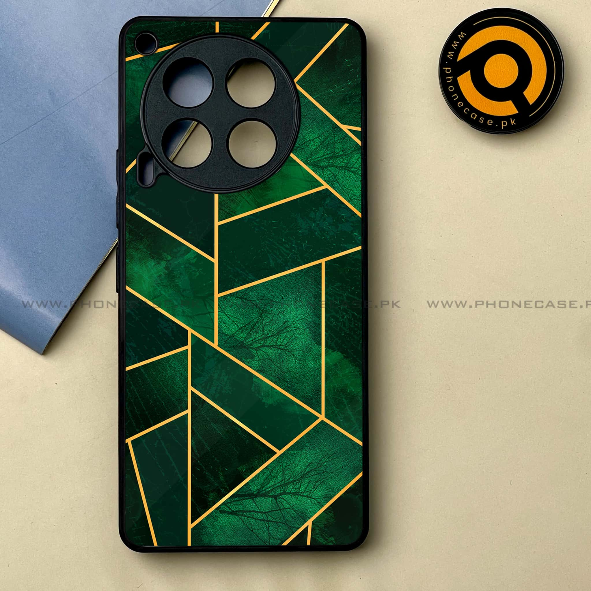 Tecno Camon 30 - Geometric Marble Series -  Premium Printed Metal soft Bumper shock Proof Case