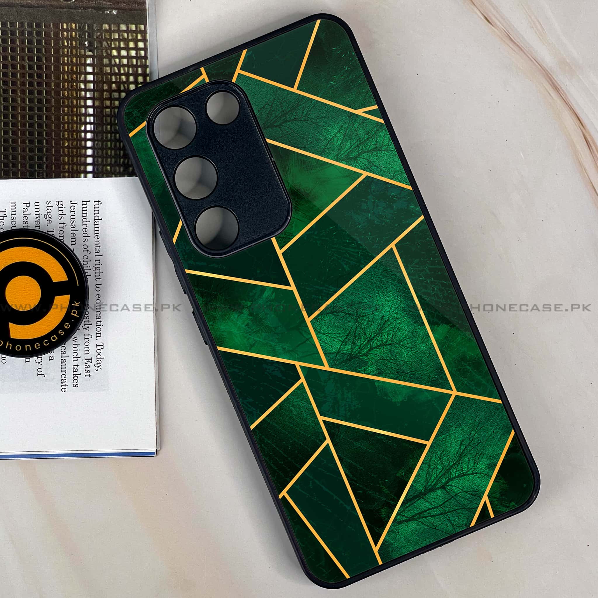 Vivo Y200e - Geometric Marble Series - Premium Metal Printed soft Bumper shock Proof Case