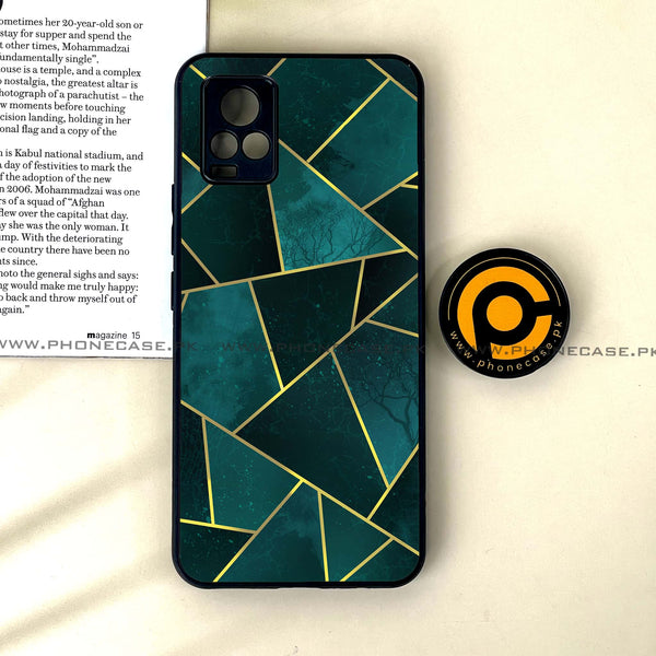 Vivo V20 - Geometric Marble Series - Premium Printed Glass soft Bumper shock Proof Case