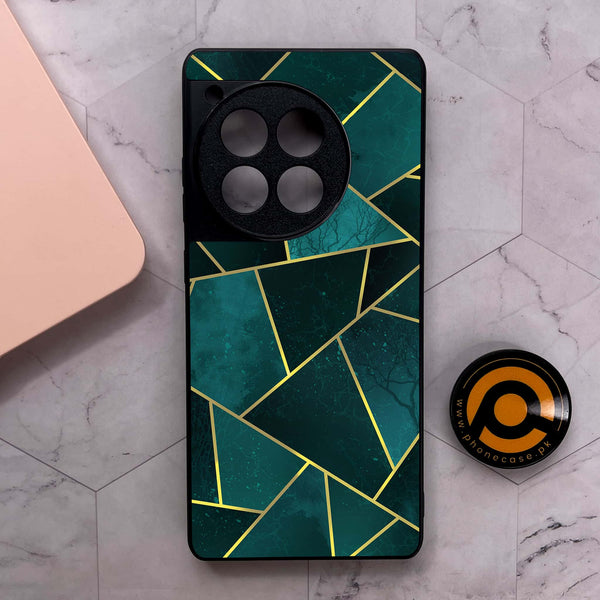 OnePlus 12R - Geometric Marble Series - Premium Metal Printed soft Bumper shock Proof Case