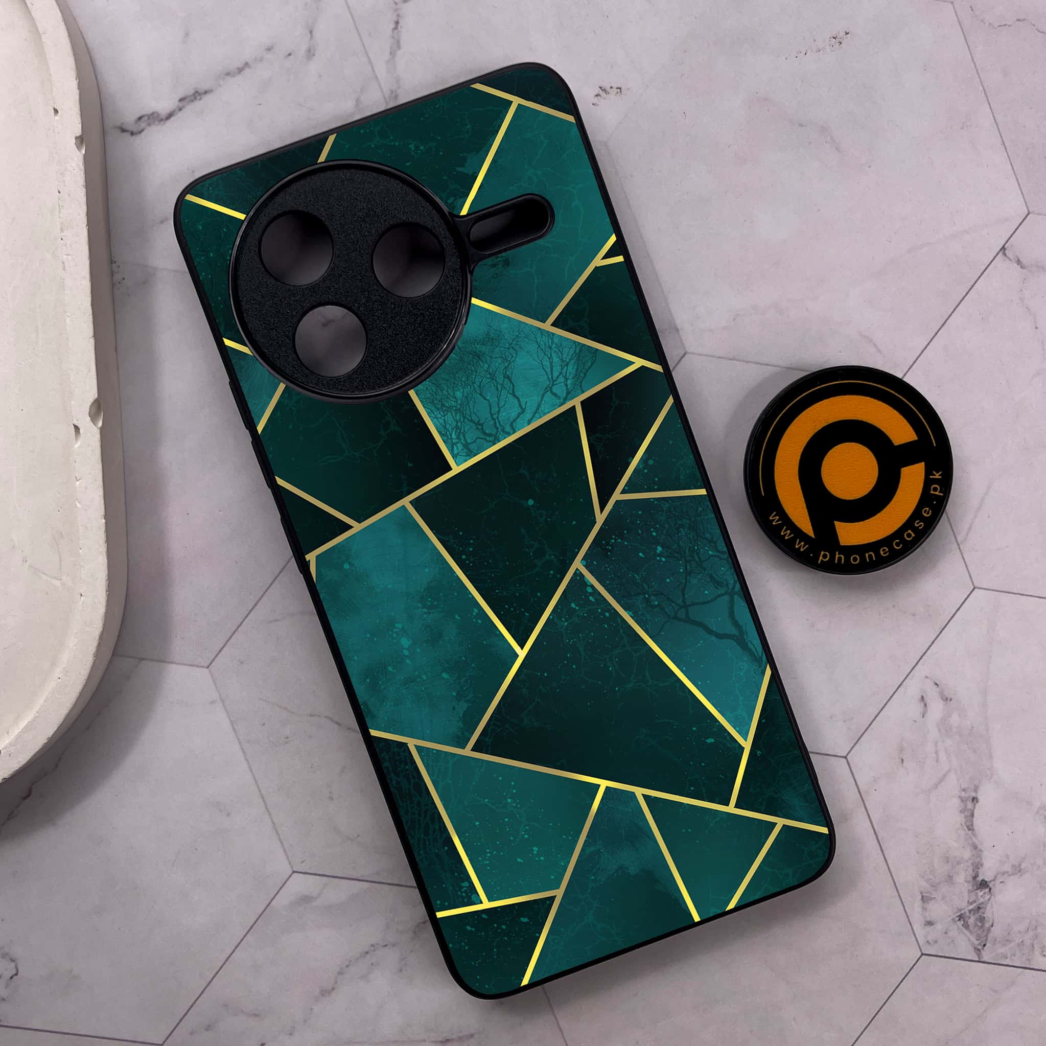 Xiaomi Poco F7 Pro 5G - Geometric Marble Series - Premium Metal Printed soft Bumper shock Proof Case