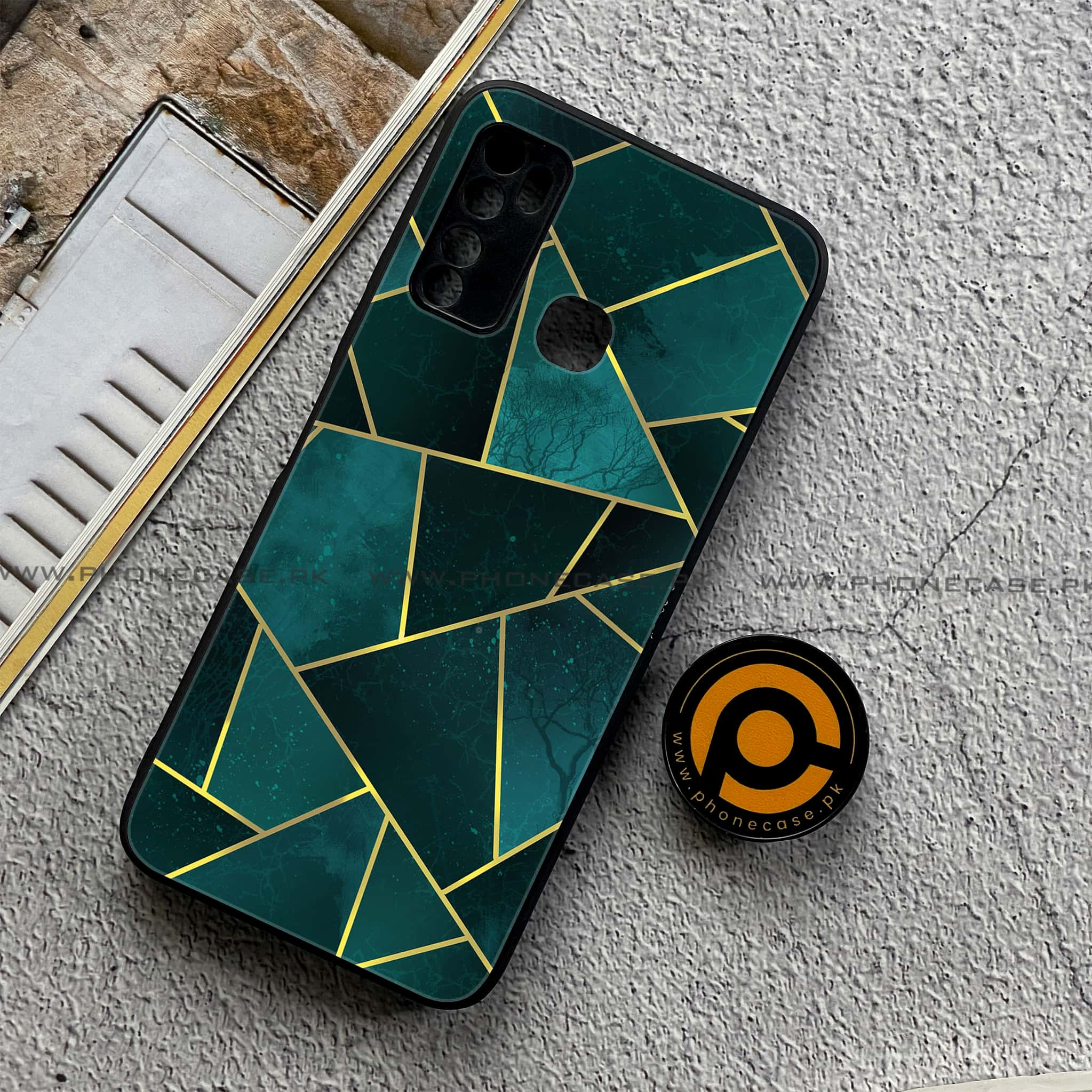 Infinix Note 7 Lite - Geometric Marble Series - Premium Printed Metal soft Bumper shock Proof Case